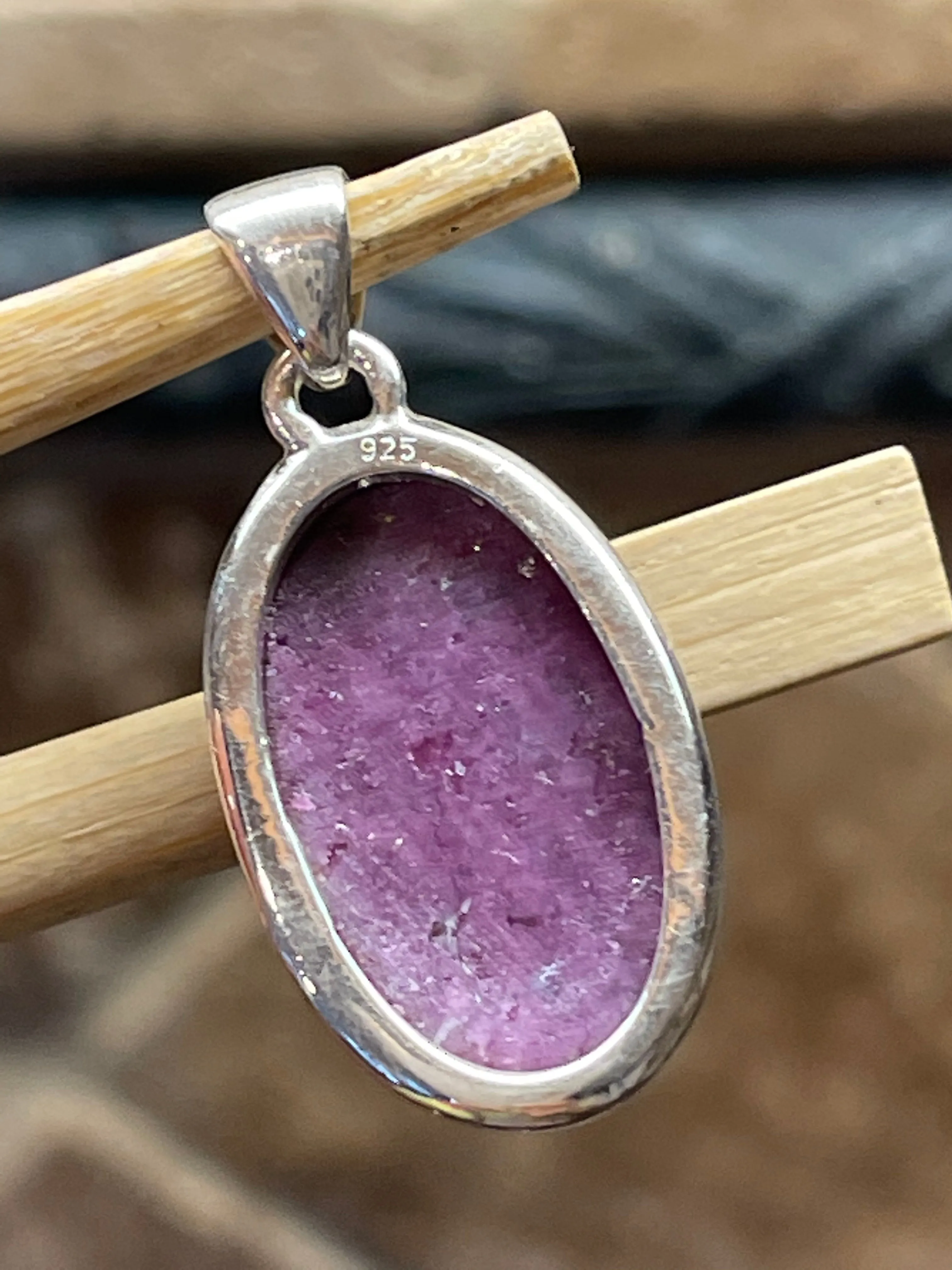 Natural African Ruby 925 Solid Sterling Silver Pendant 30mm