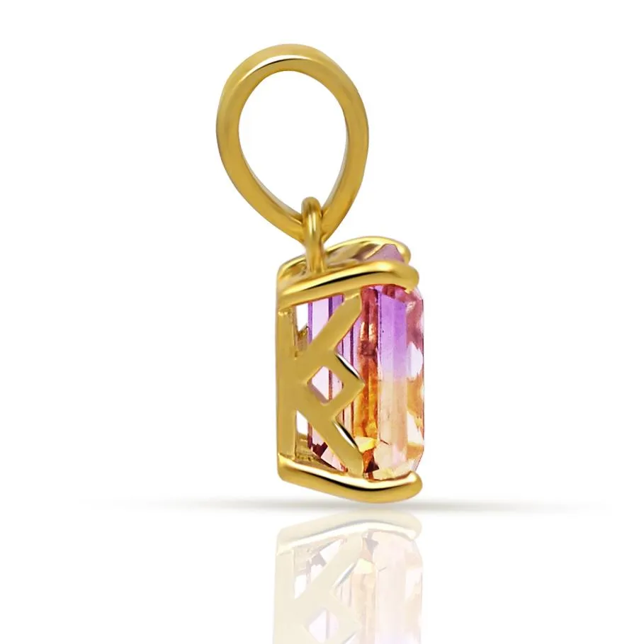 Natural Ametrine 14k Gold over Sterling Silver Pendant 18mm