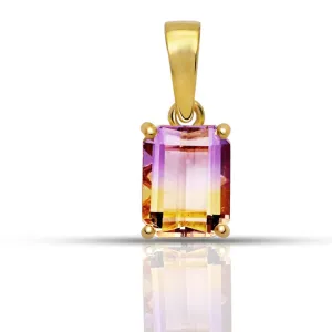 Natural Ametrine 14k Gold over Sterling Silver Pendant 18mm