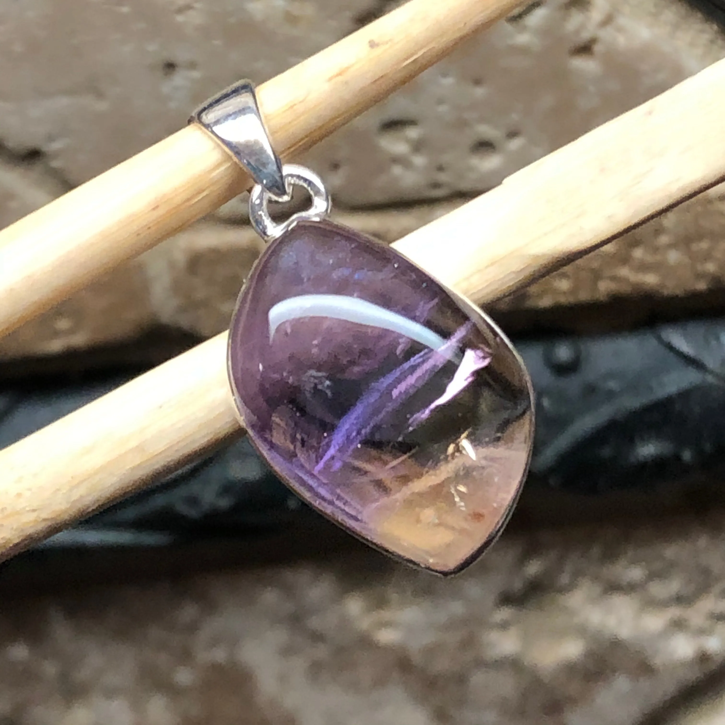 Natural Ametrine 925 Solid Sterling Silver Pendant 30mm