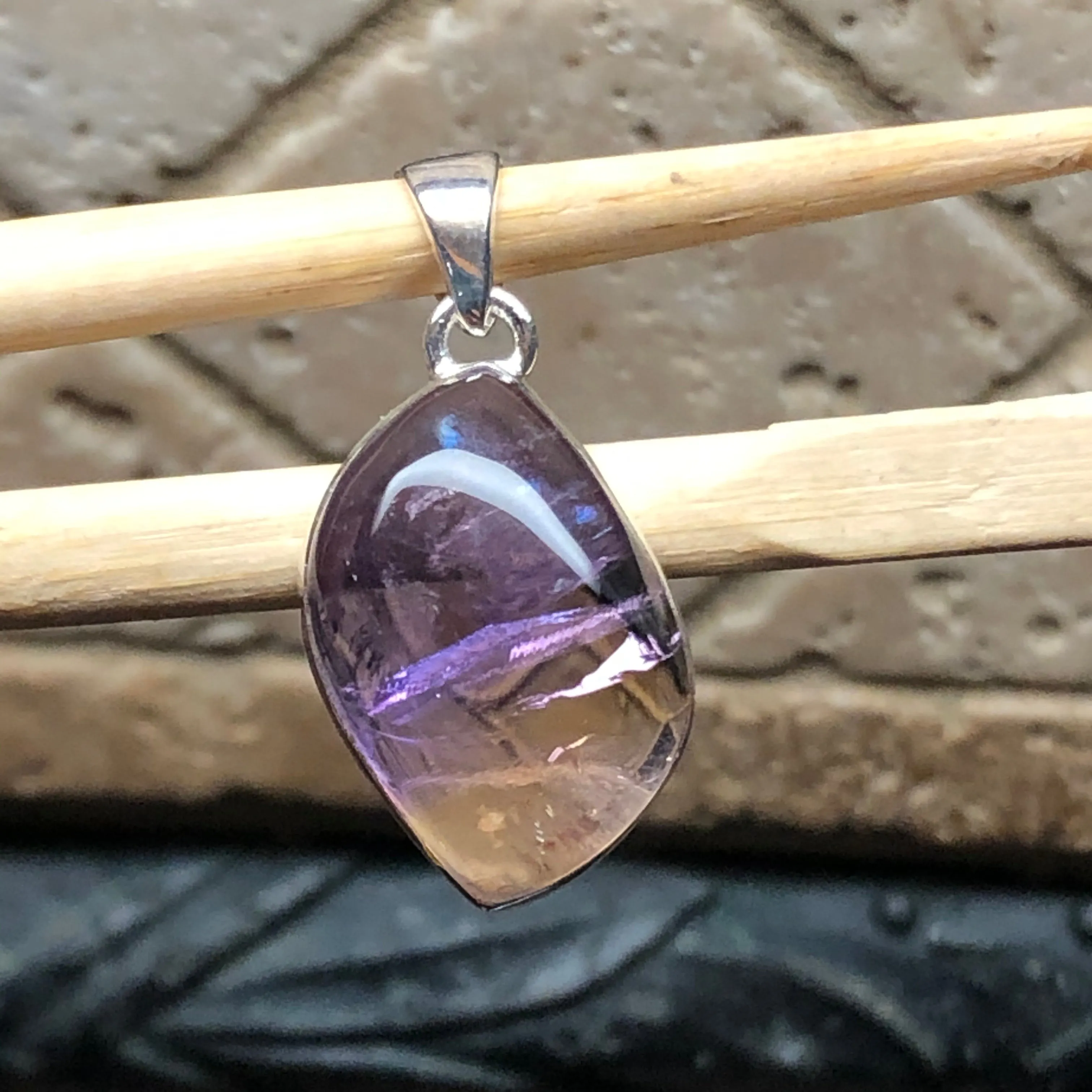 Natural Ametrine 925 Solid Sterling Silver Pendant 30mm