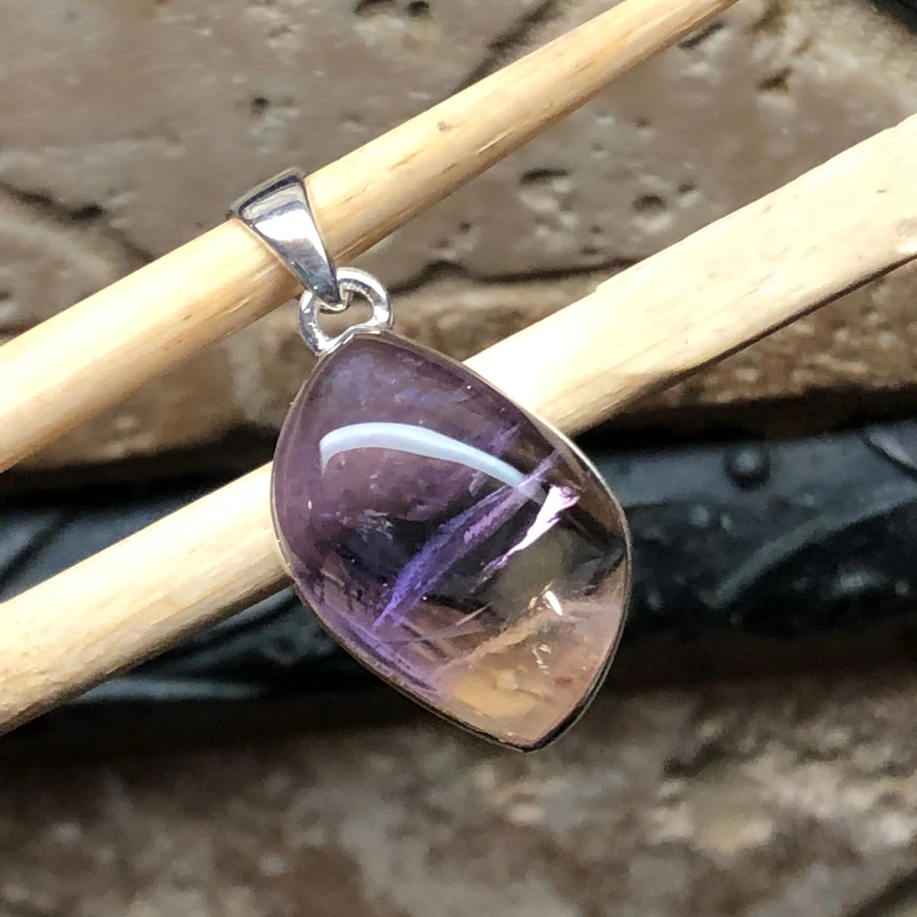 Natural Ametrine 925 Solid Sterling Silver Pendant 30mm
