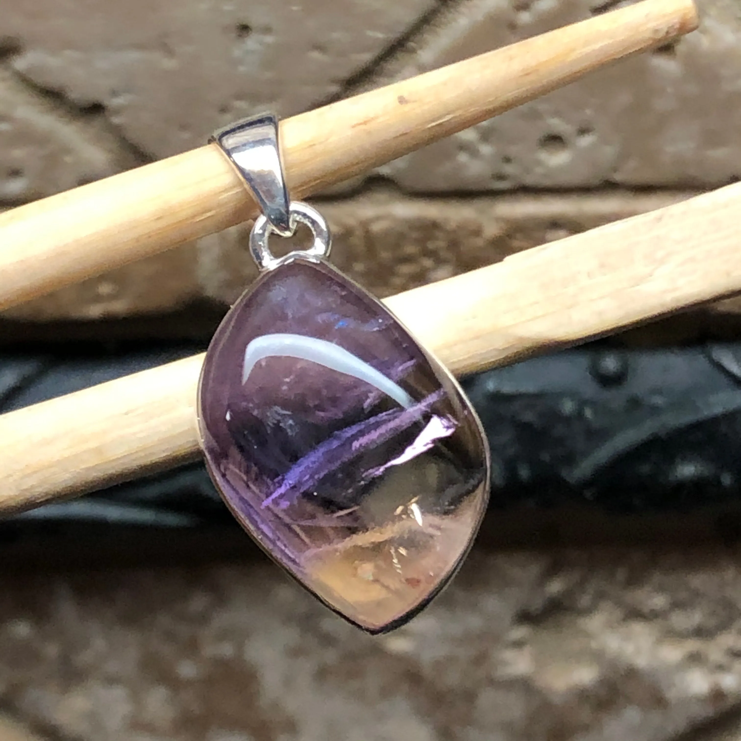 Natural Ametrine 925 Solid Sterling Silver Pendant 30mm