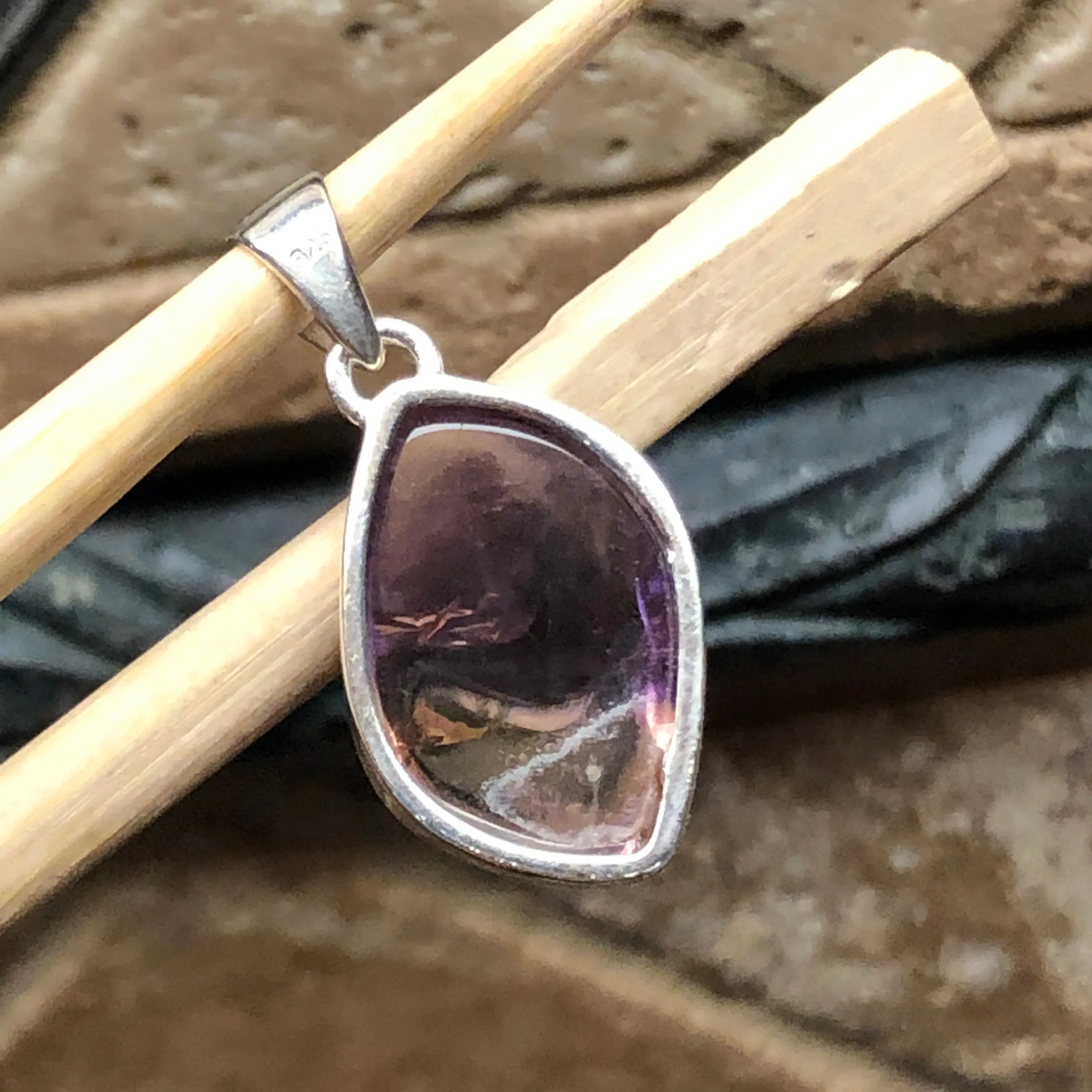 Natural Ametrine 925 Solid Sterling Silver Pendant 30mm