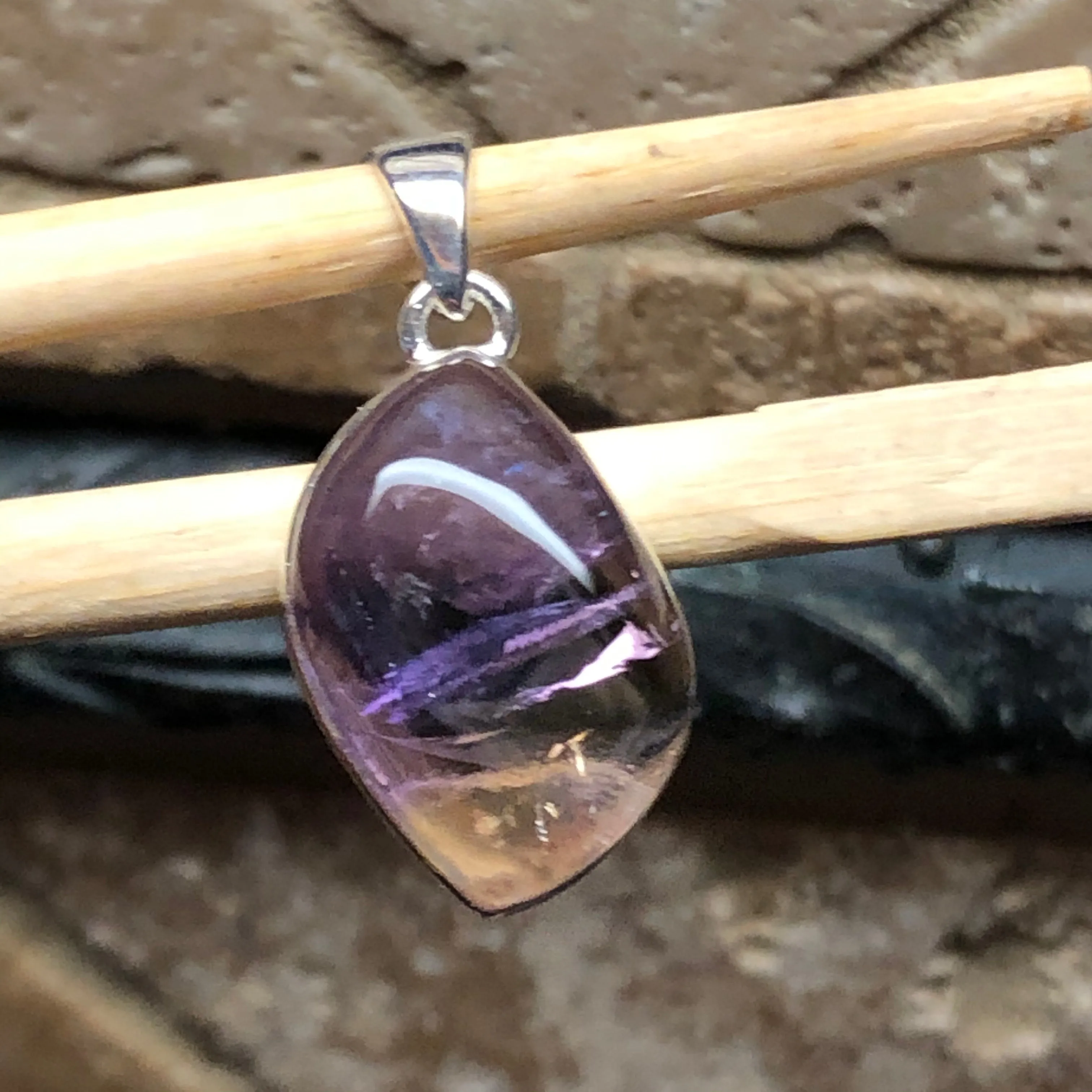 Natural Ametrine 925 Solid Sterling Silver Pendant 30mm