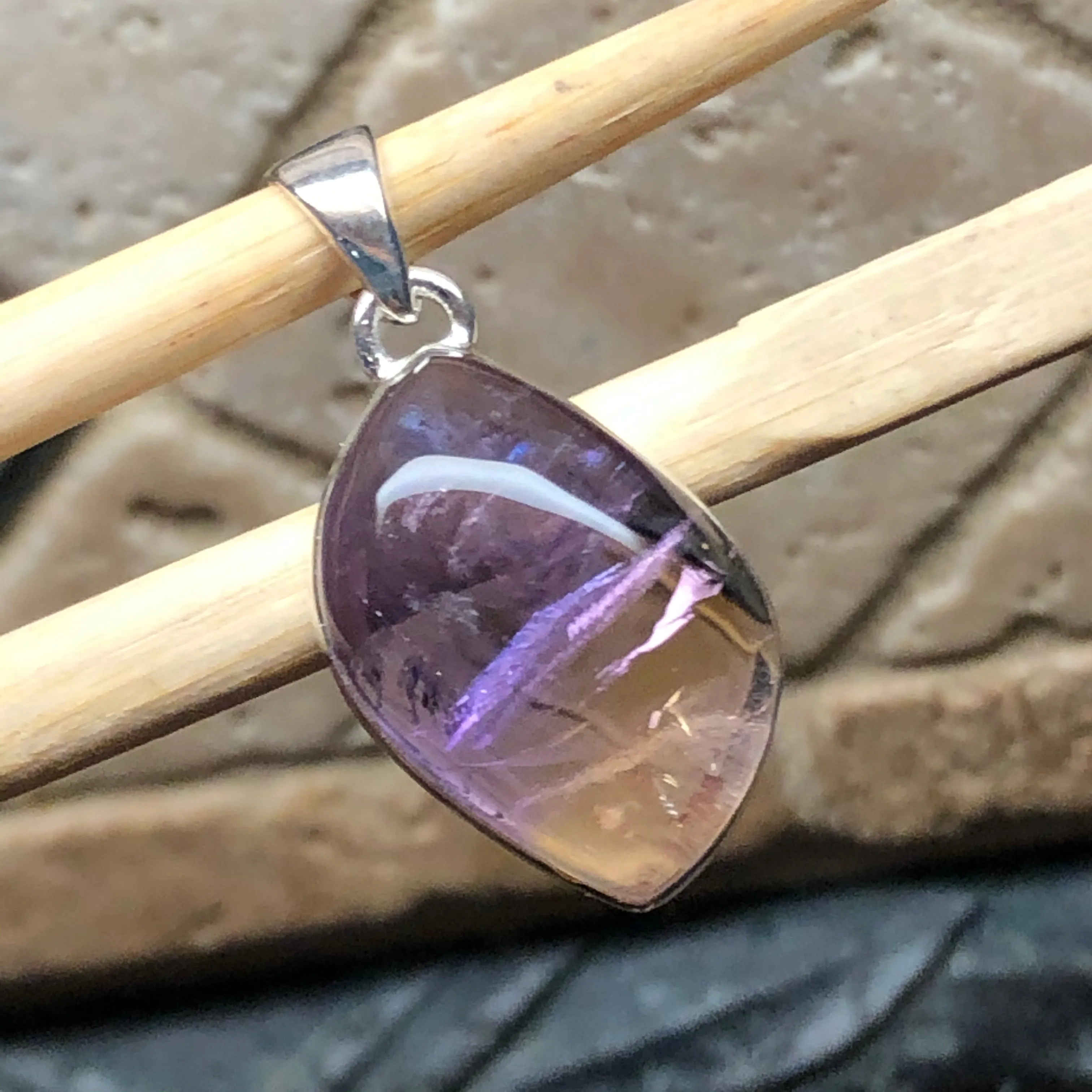 Natural Ametrine 925 Solid Sterling Silver Pendant 30mm