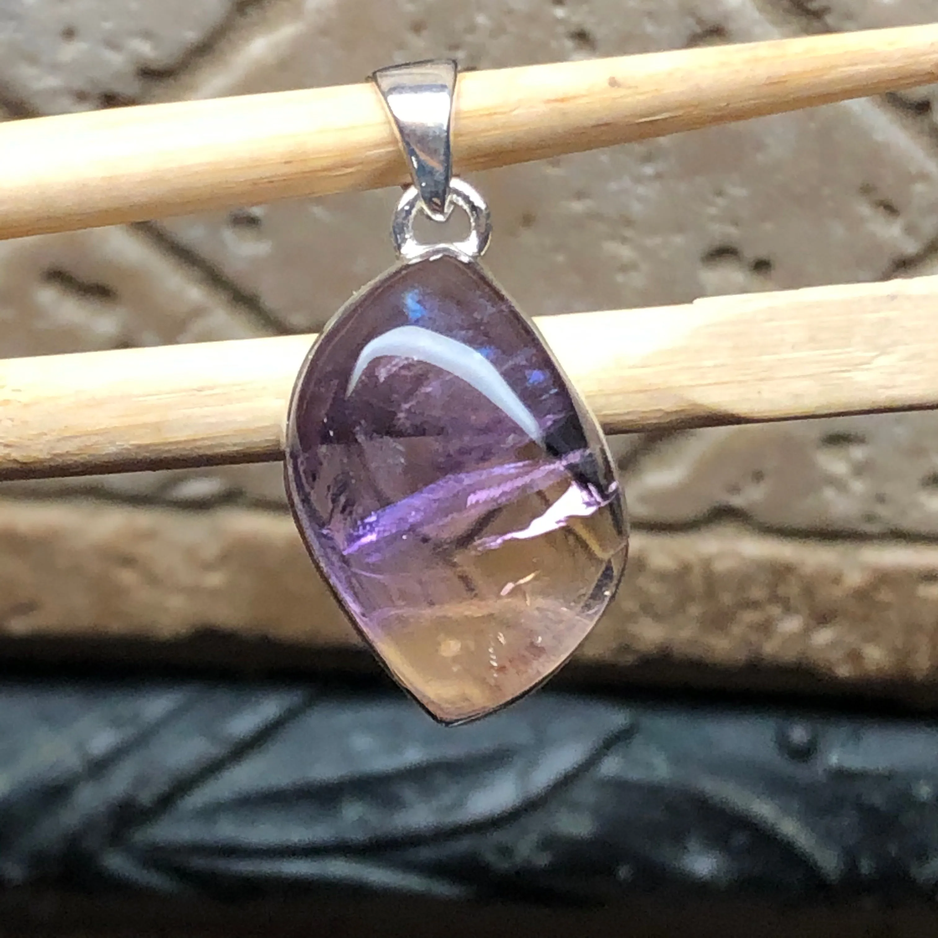 Natural Ametrine 925 Solid Sterling Silver Pendant 30mm
