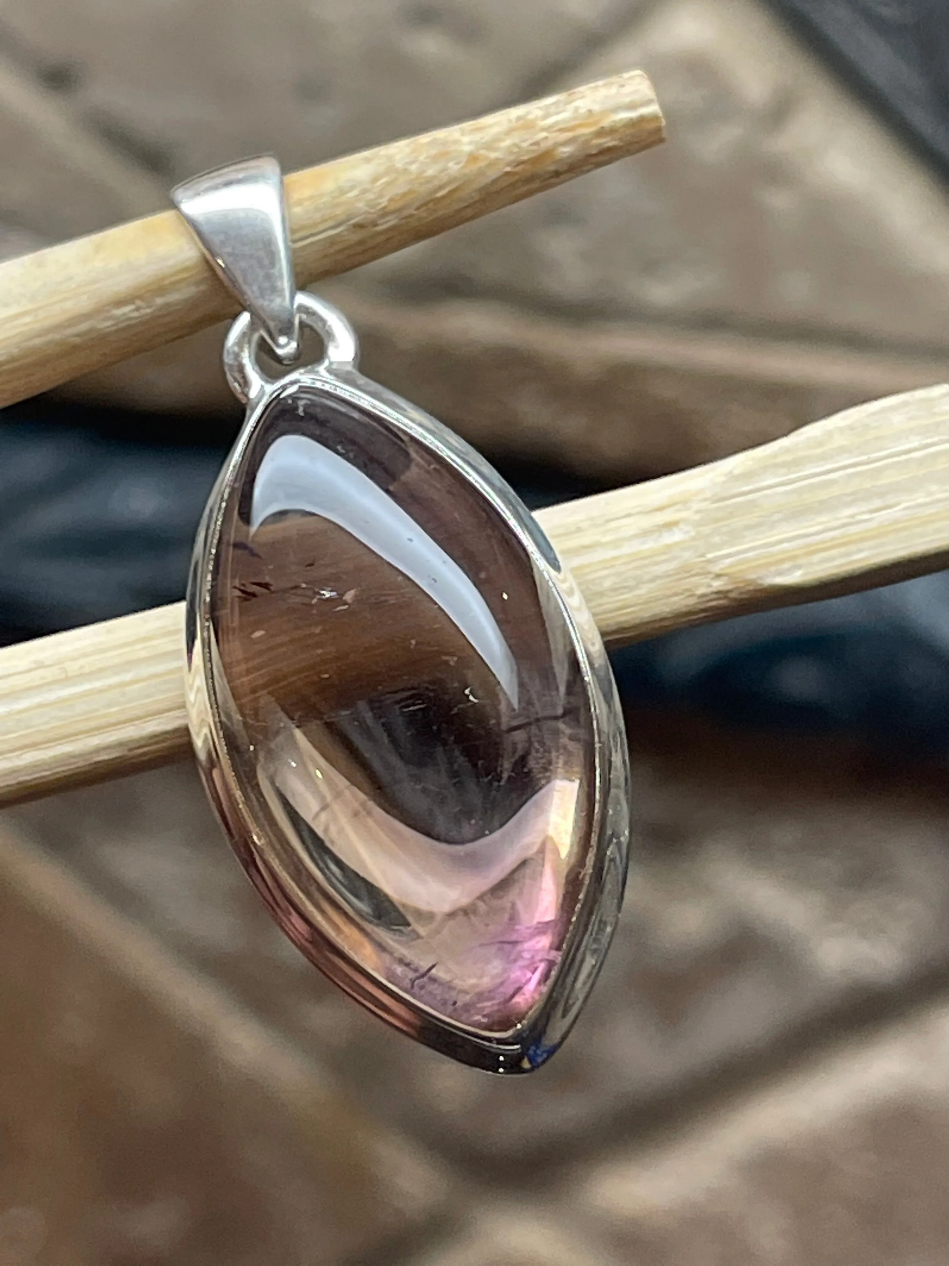 Natural Ametrine 925 Solid Sterling Silver Pendant 40mm