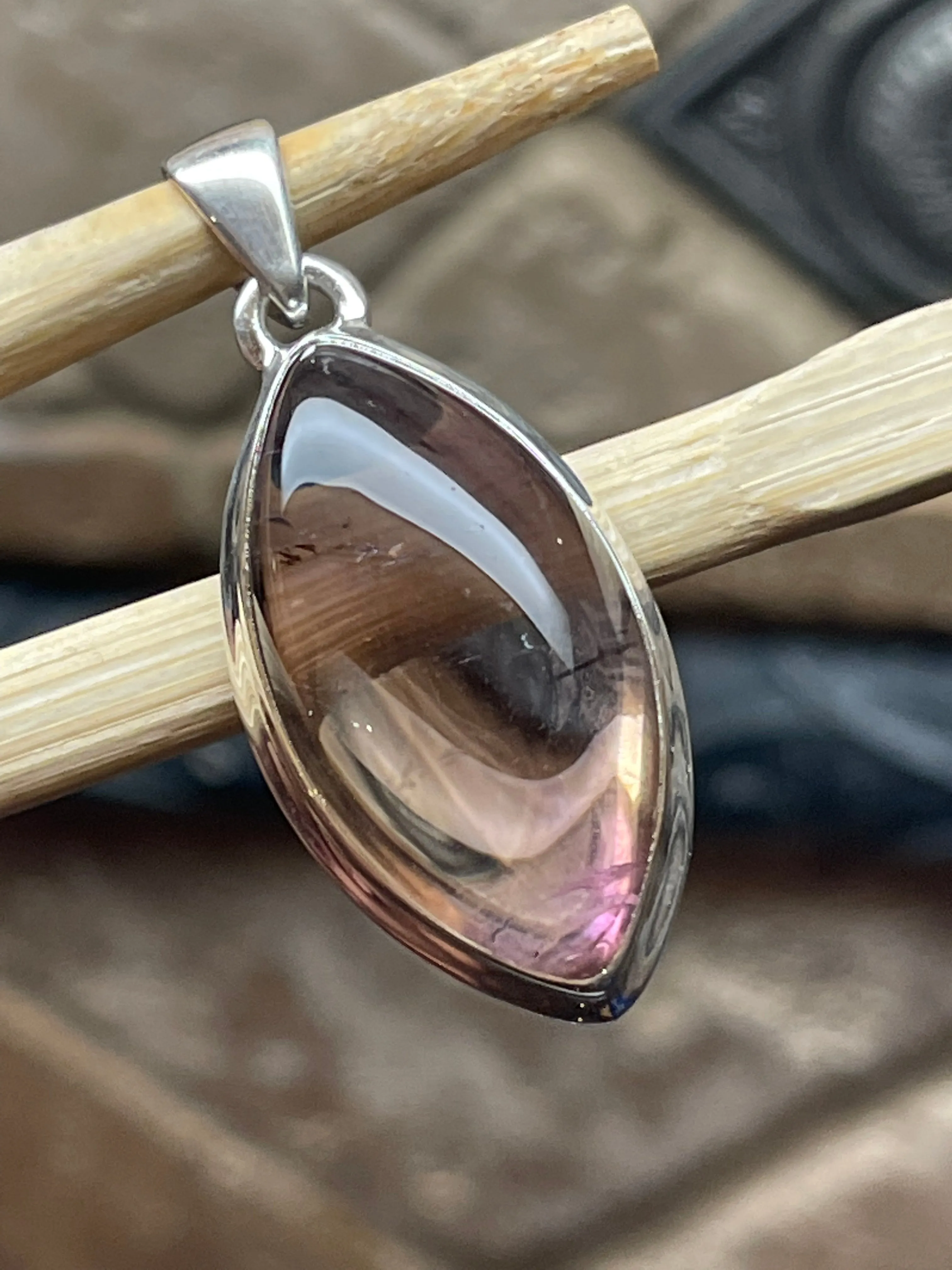 Natural Ametrine 925 Solid Sterling Silver Pendant 40mm