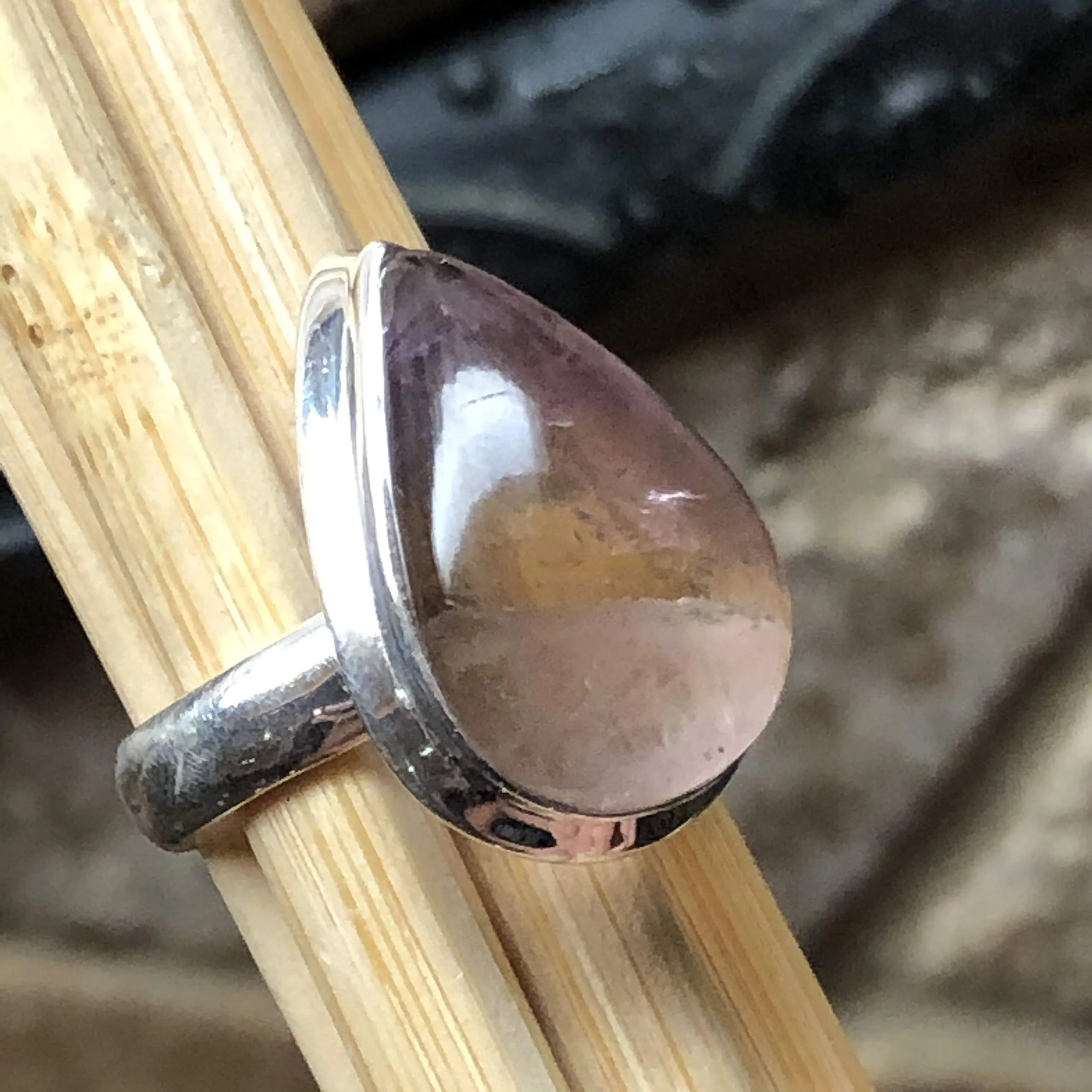 Natural Ametrine 925 Solid Sterling Silver Ring Size 6.5, 7.5