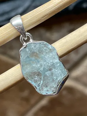 Natural Aquamarine 925 Sterling Silver Pendant 30mm