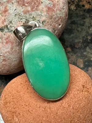 Natural Australian Chrysoprase 925 Sterling Silver Pendant 40mm