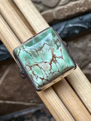 Natural Australian Variscite Cabochon 925 Sterling Silver Ring Size 9.5