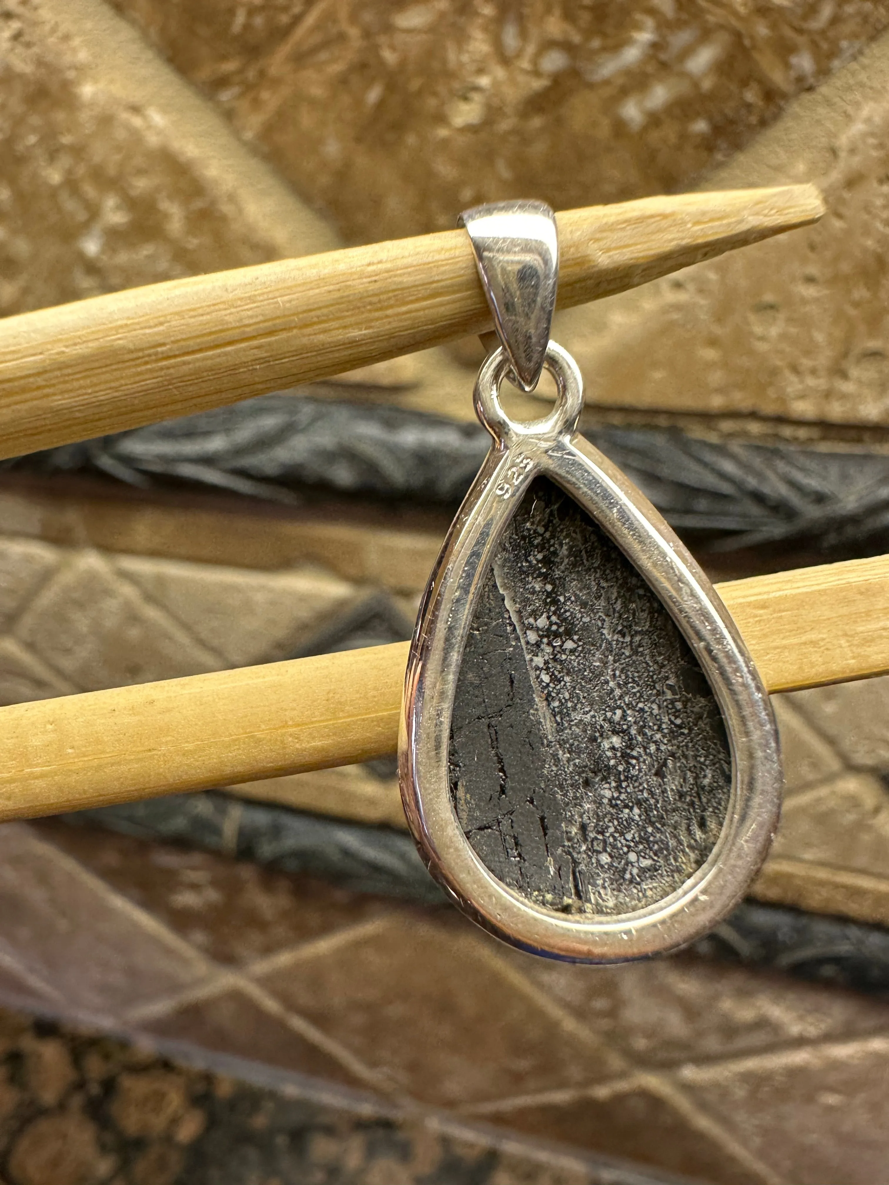 Natural Black Tourmaline 925 Solid Sterling Silver Pendant 35mm
