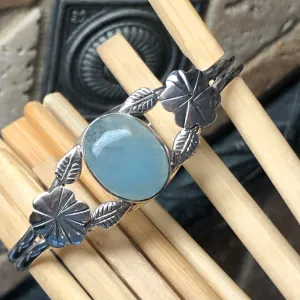 Natural Blue Aquamarine 925 Solid Sterling Silver Cuff Bracelets