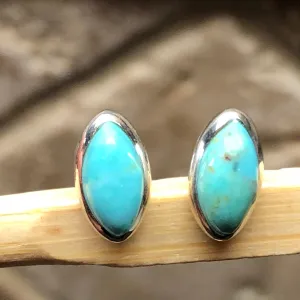Natural Blue Mohave Turquoise 925 Solid Sterling Silver Stud Earrings 10mm