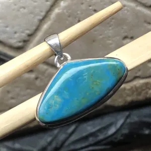 Natural Blue Peruvian Opal 925 Sterling Silver Pendant 25mm