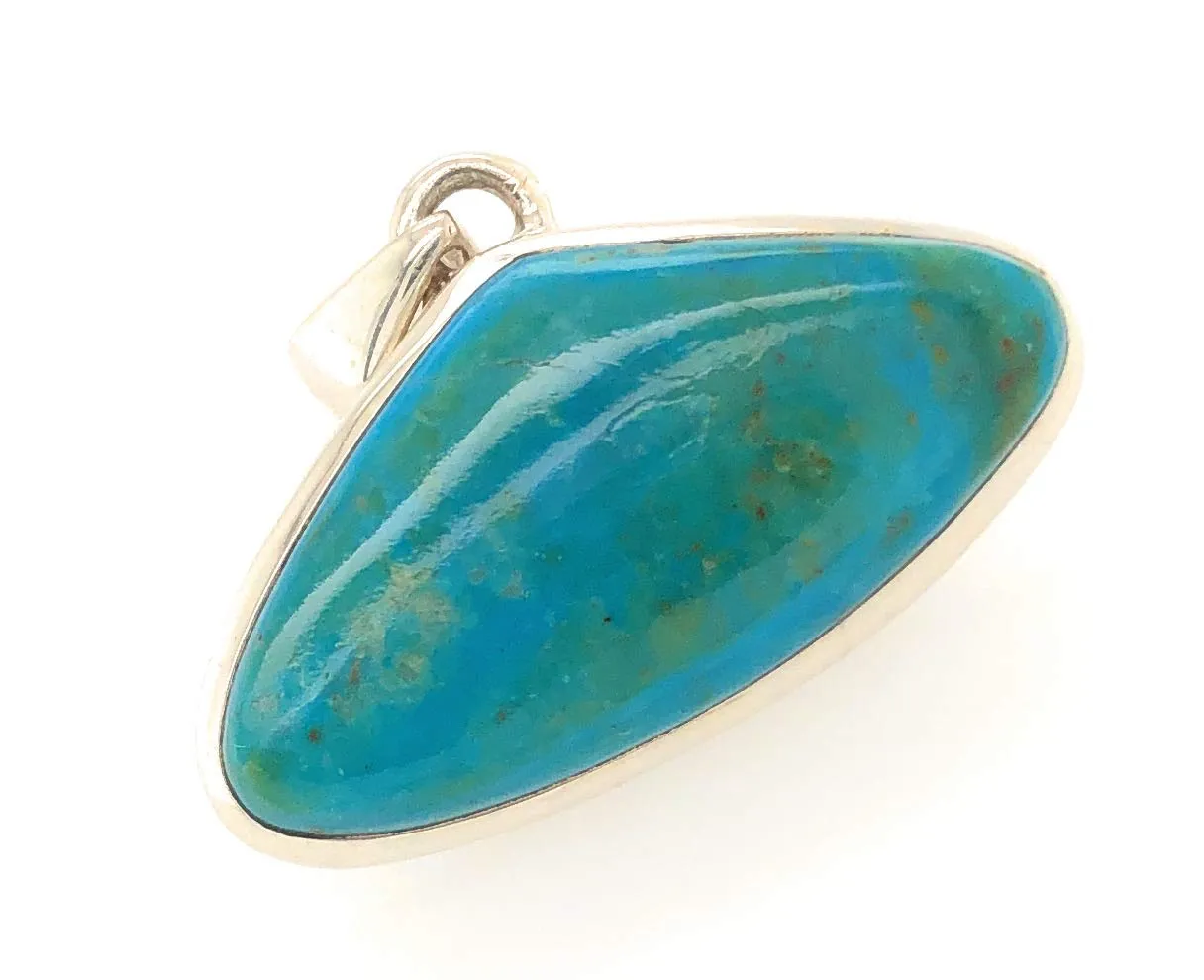 Natural Blue Peruvian Opal 925 Sterling Silver Pendant 25mm