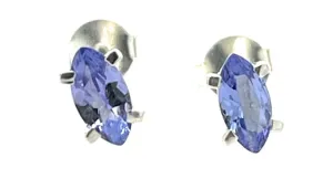 Natural Blue Tanzanite 925 Solid Sterling Silver Earrings 7mm