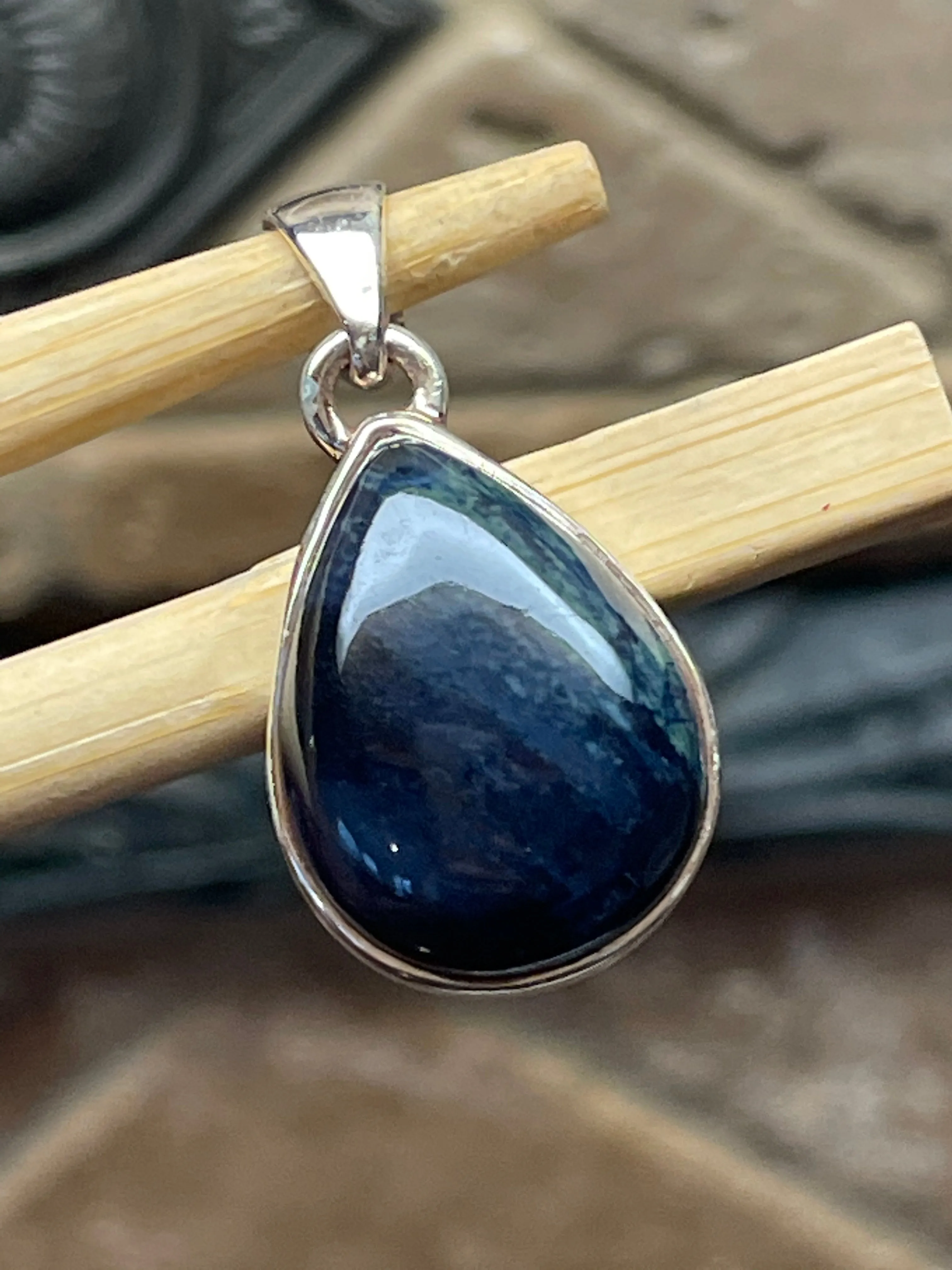 Natural Blue Vivianite Pendant Necklace