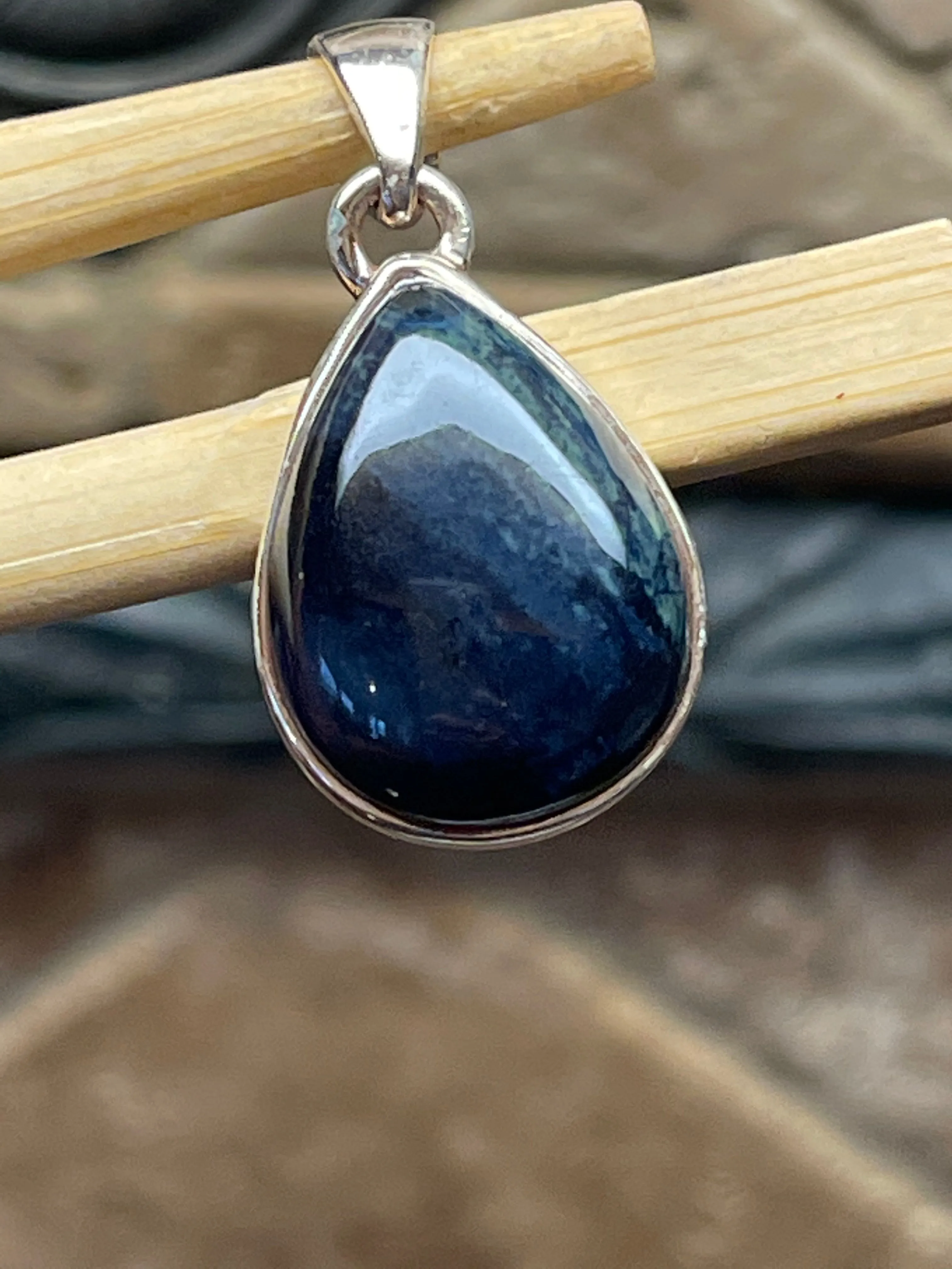 Natural Blue Vivianite Pendant Necklace