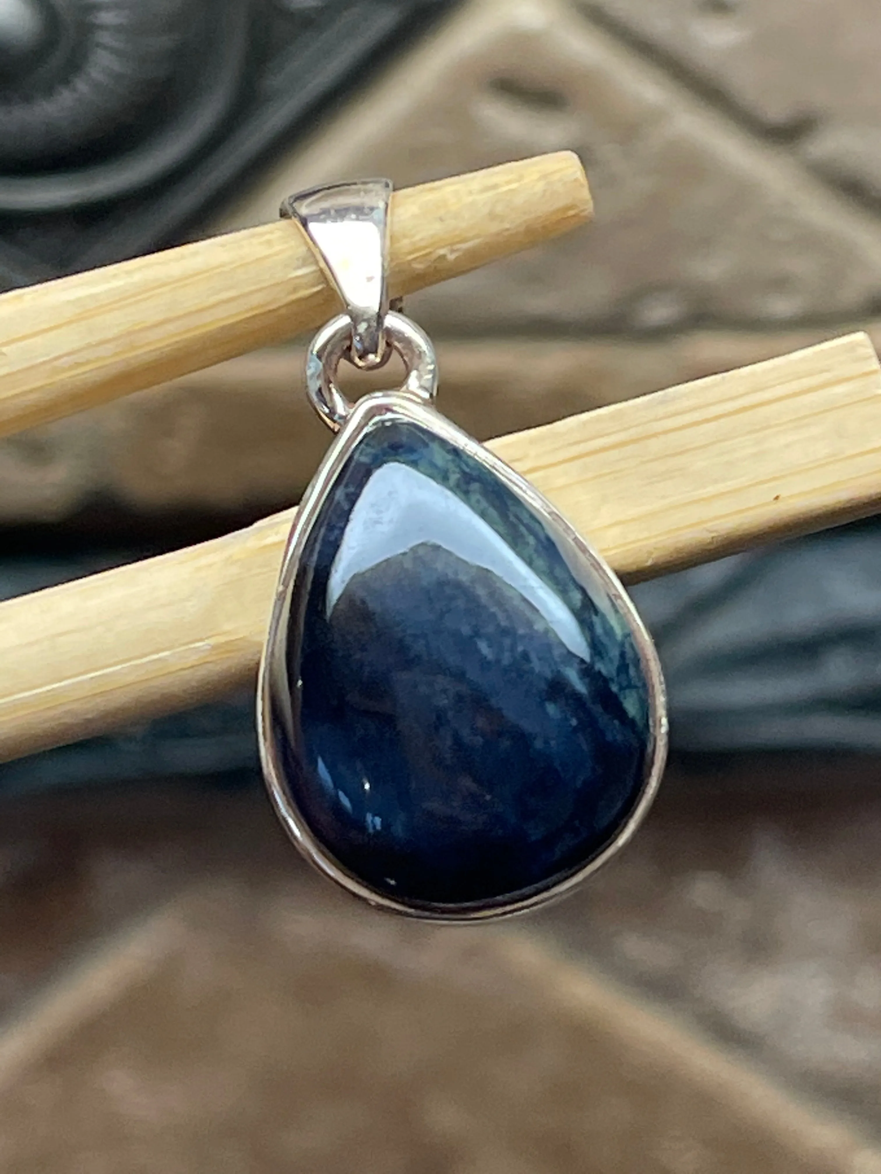 Natural Blue Vivianite Pendant Necklace
