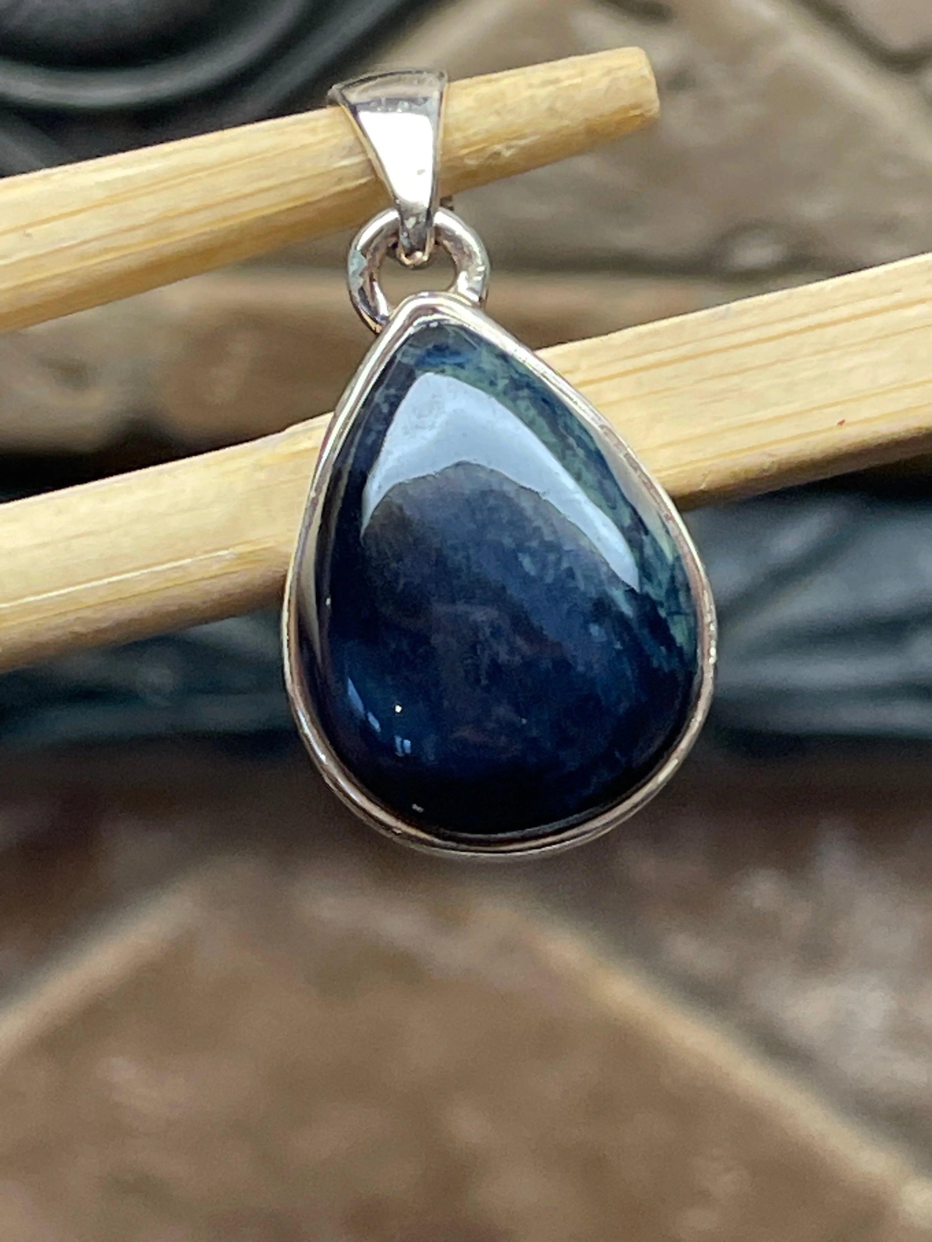 Natural Blue Vivianite Pendant Necklace