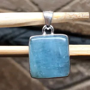 Natural Cabochan Aquamarine 925 Solid Sterling Silver Pendant 25mm