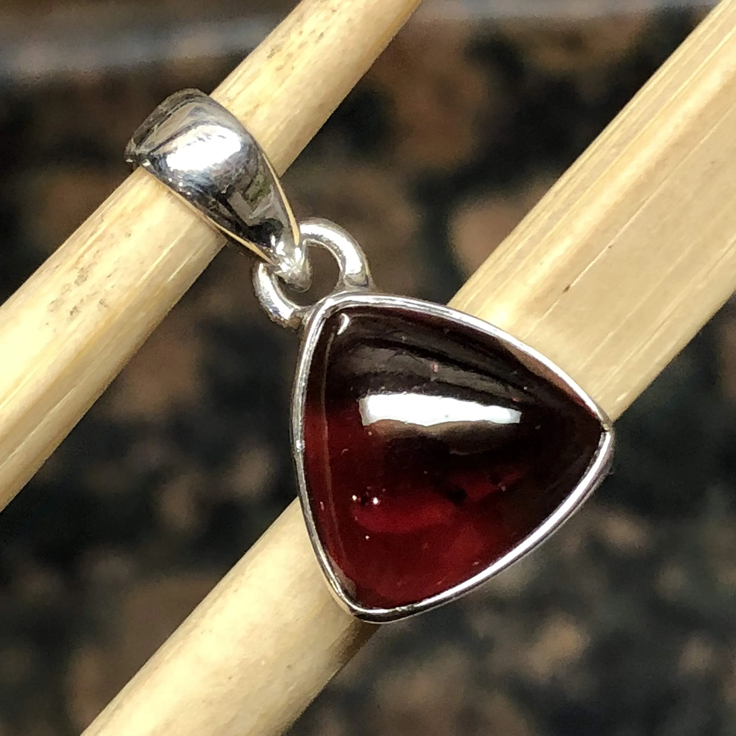Natural Cabochan Garnet 925 Solid Sterling Silver Pendant 25mm
