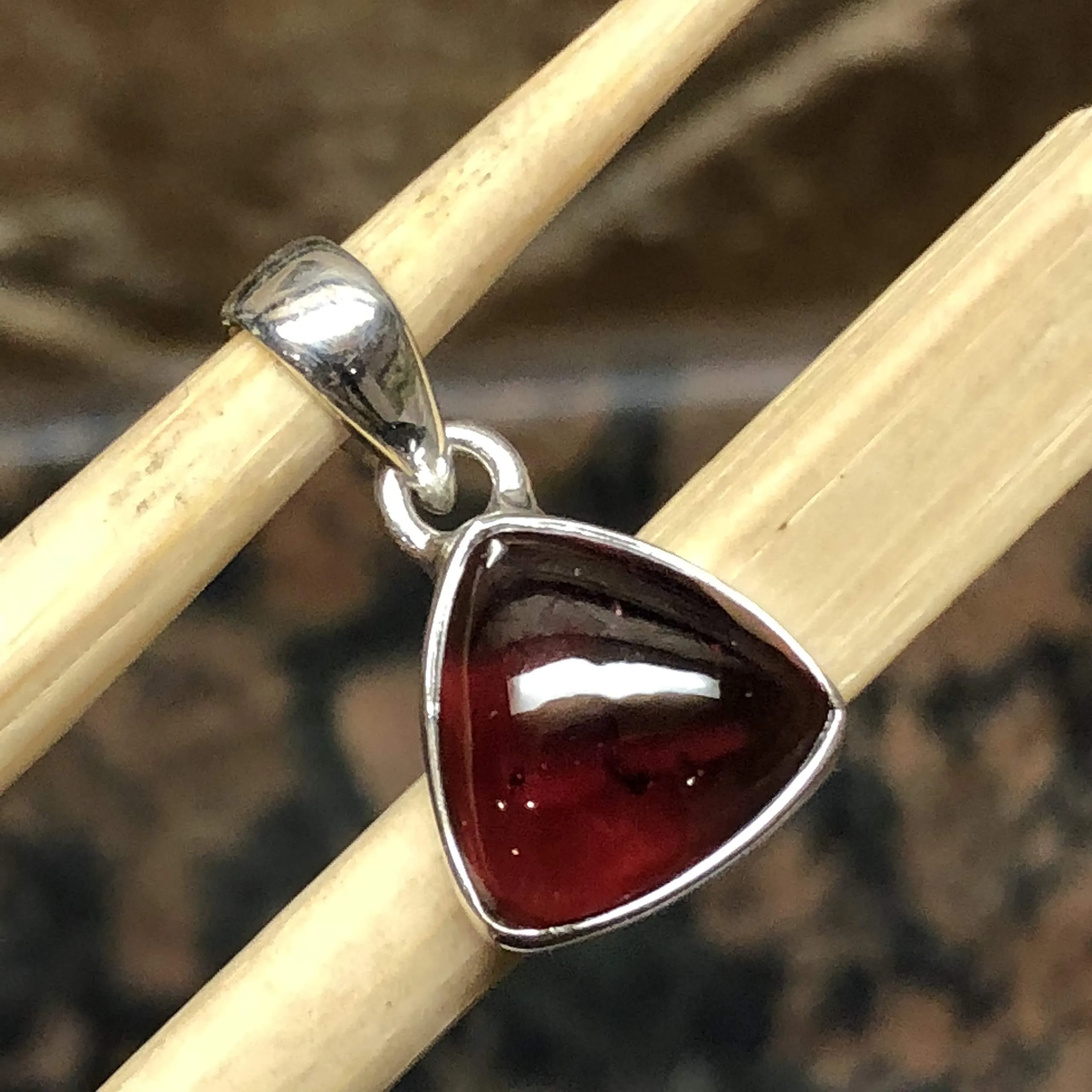 Natural Cabochan Garnet 925 Solid Sterling Silver Pendant 25mm