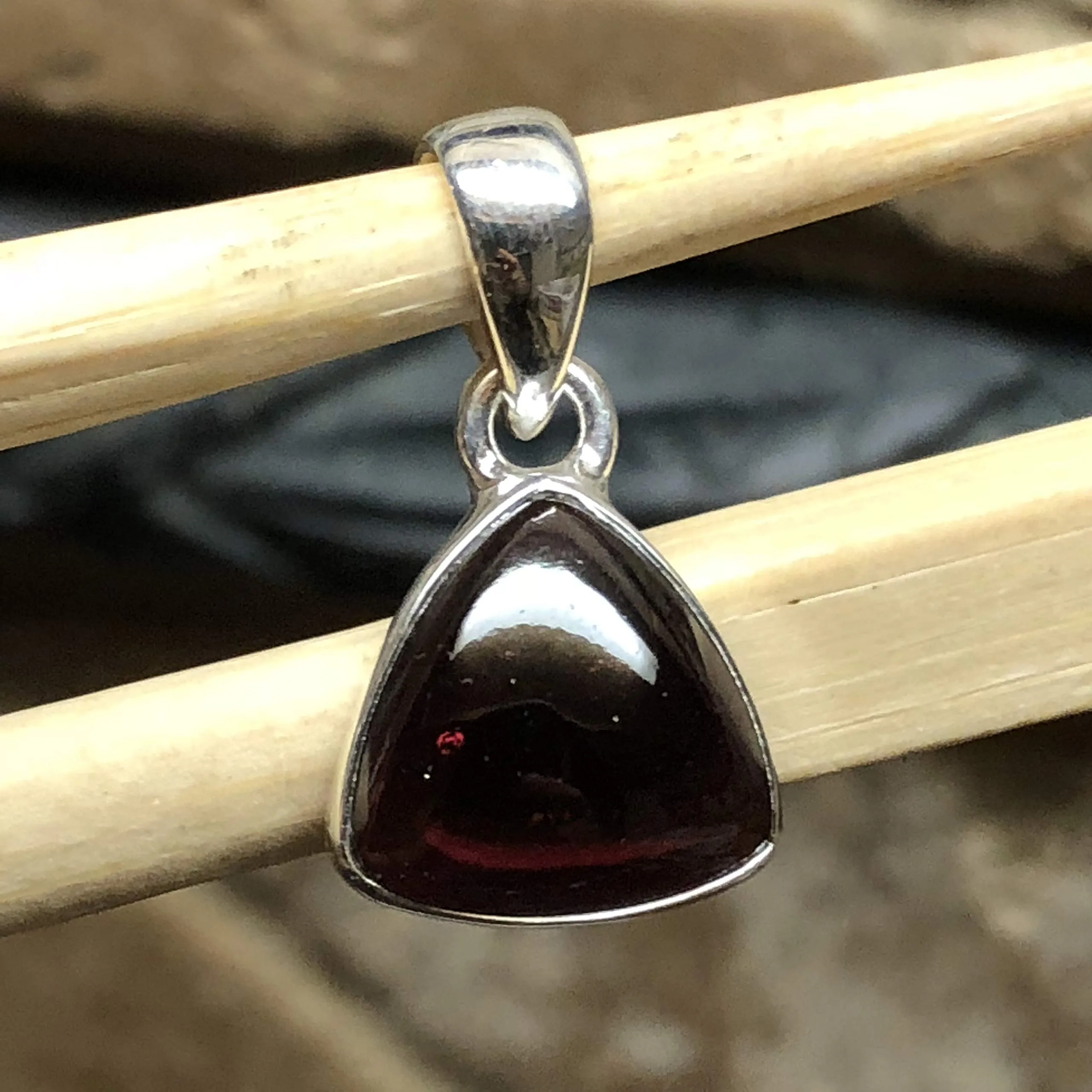 Natural Cabochan Garnet 925 Solid Sterling Silver Pendant 25mm