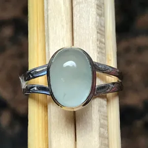 Natural Cabochon Aquamarine 925 Solid Sterling Silver Engagement Ring Size 6, 7