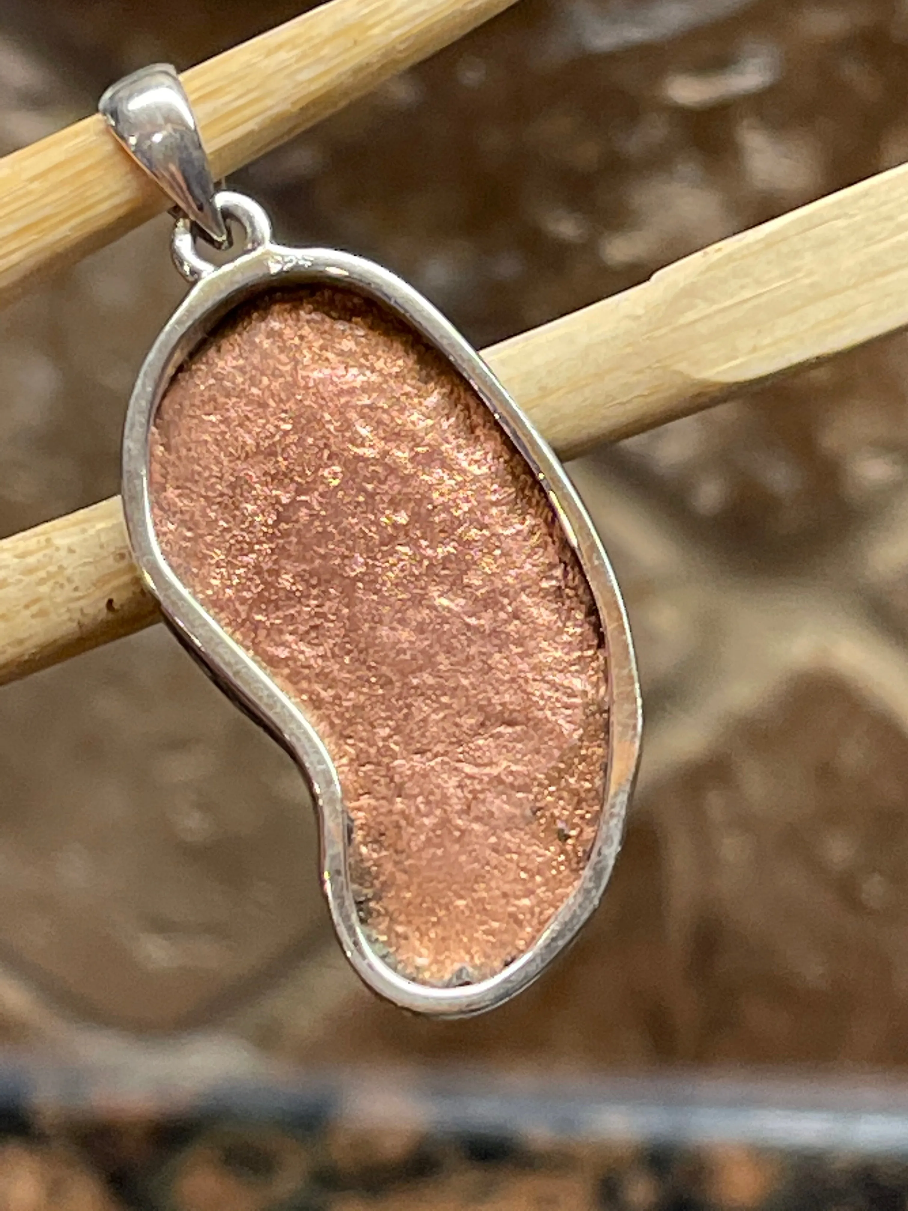 Natural Copper Nugget 925 Solid Sterling Silver Unisex Pendant 45mm