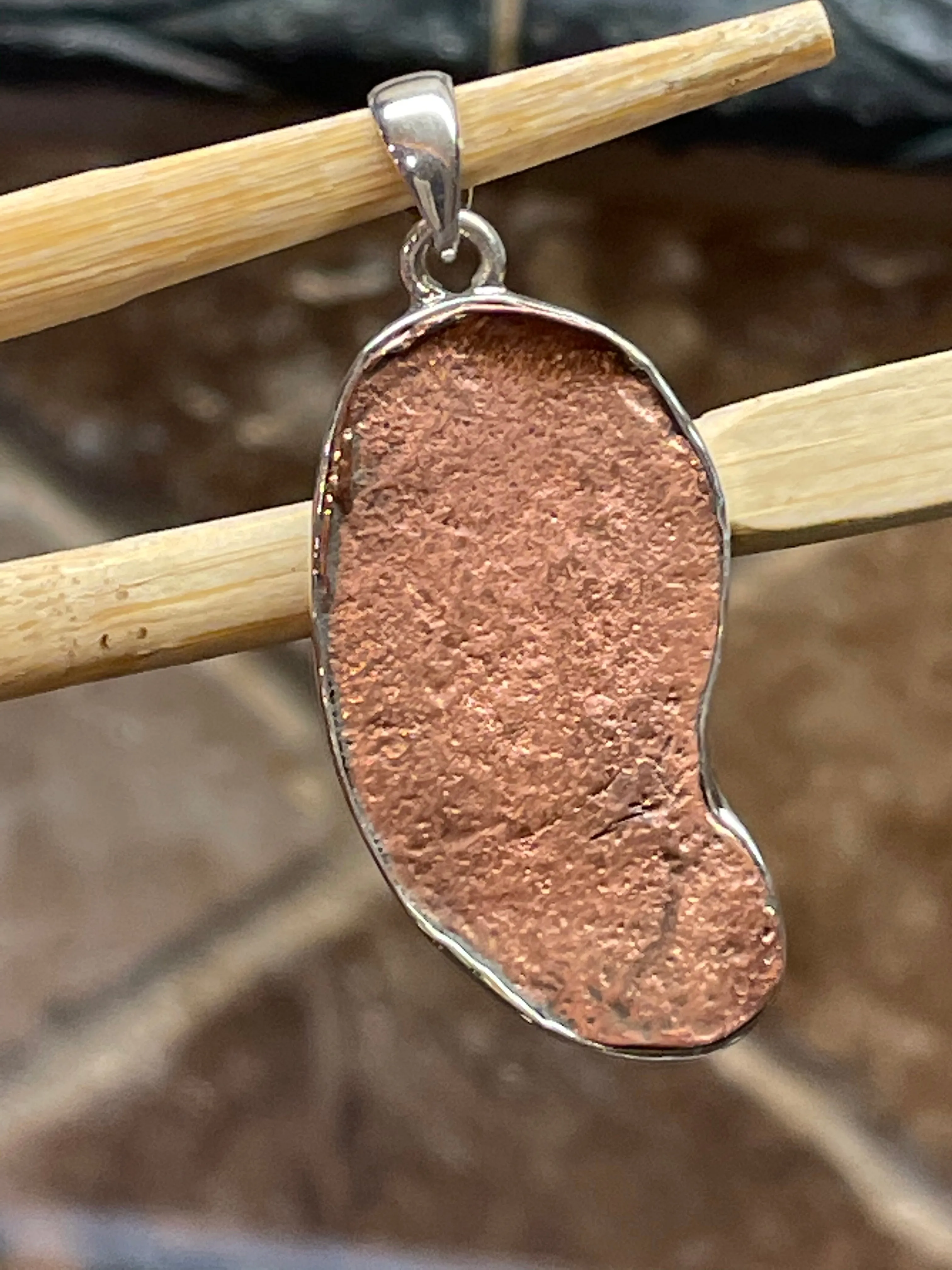 Natural Copper Nugget 925 Solid Sterling Silver Unisex Pendant 45mm