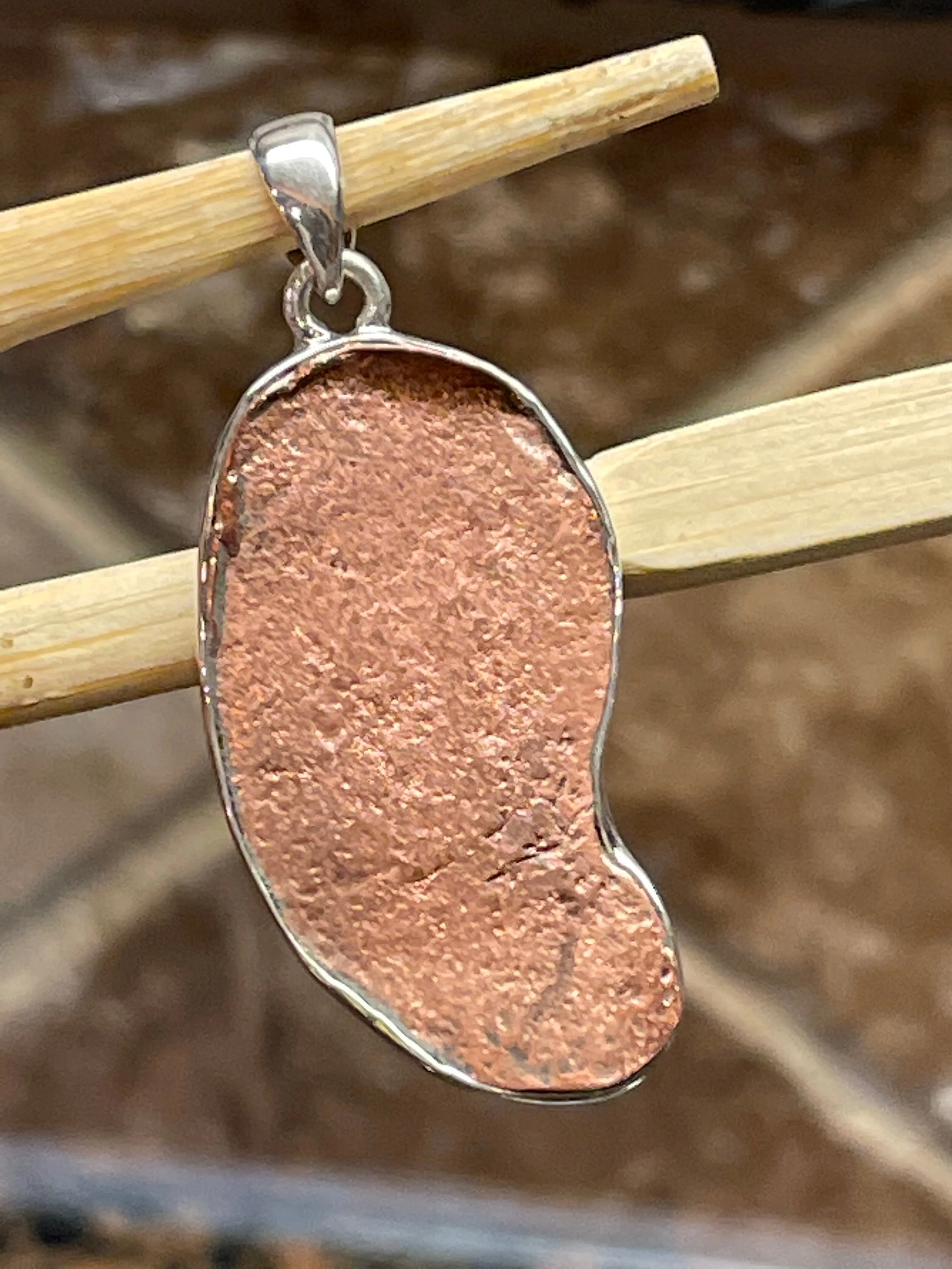 Natural Copper Nugget 925 Solid Sterling Silver Unisex Pendant 45mm