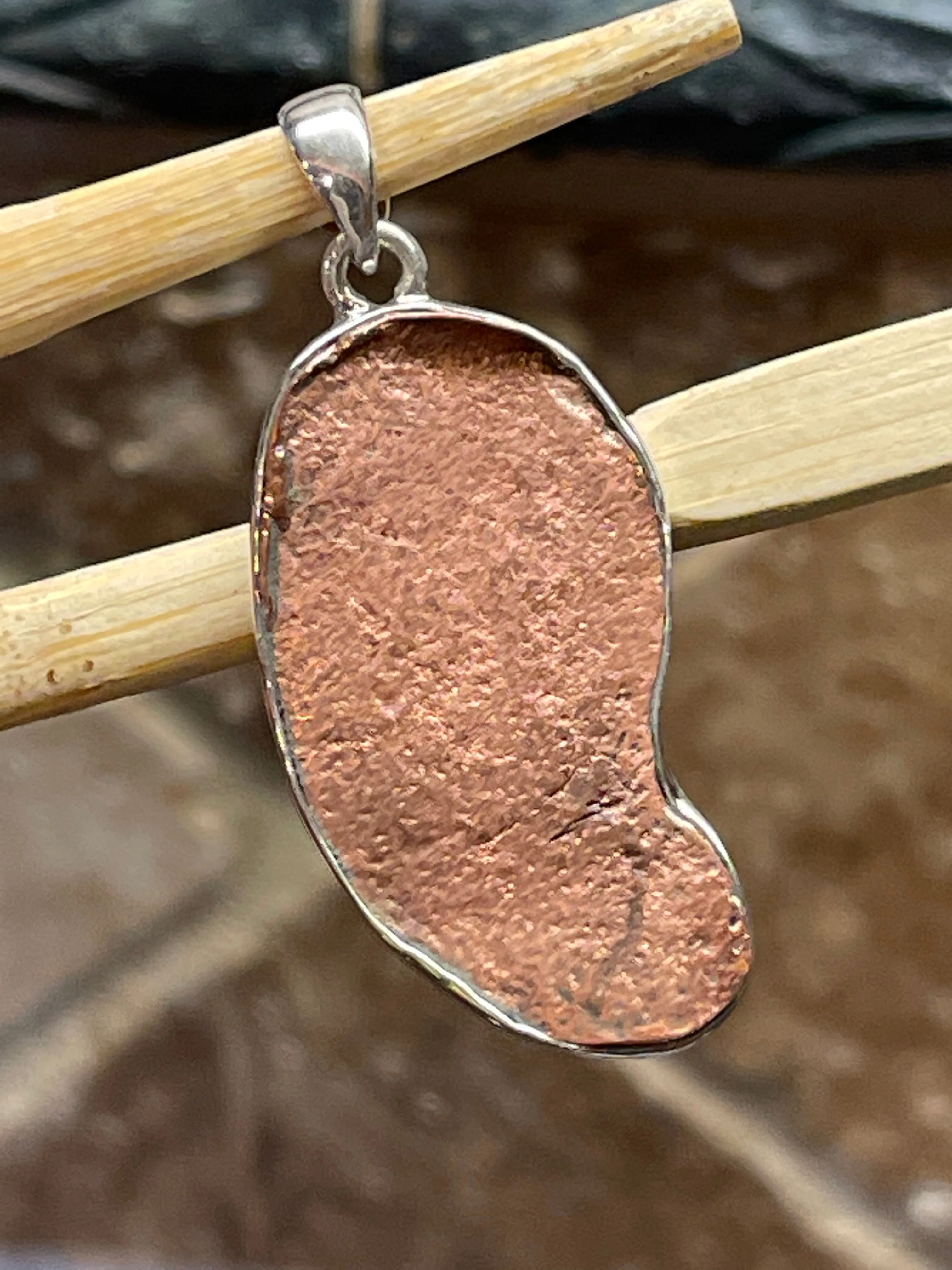 Natural Copper Nugget 925 Solid Sterling Silver Unisex Pendant 45mm