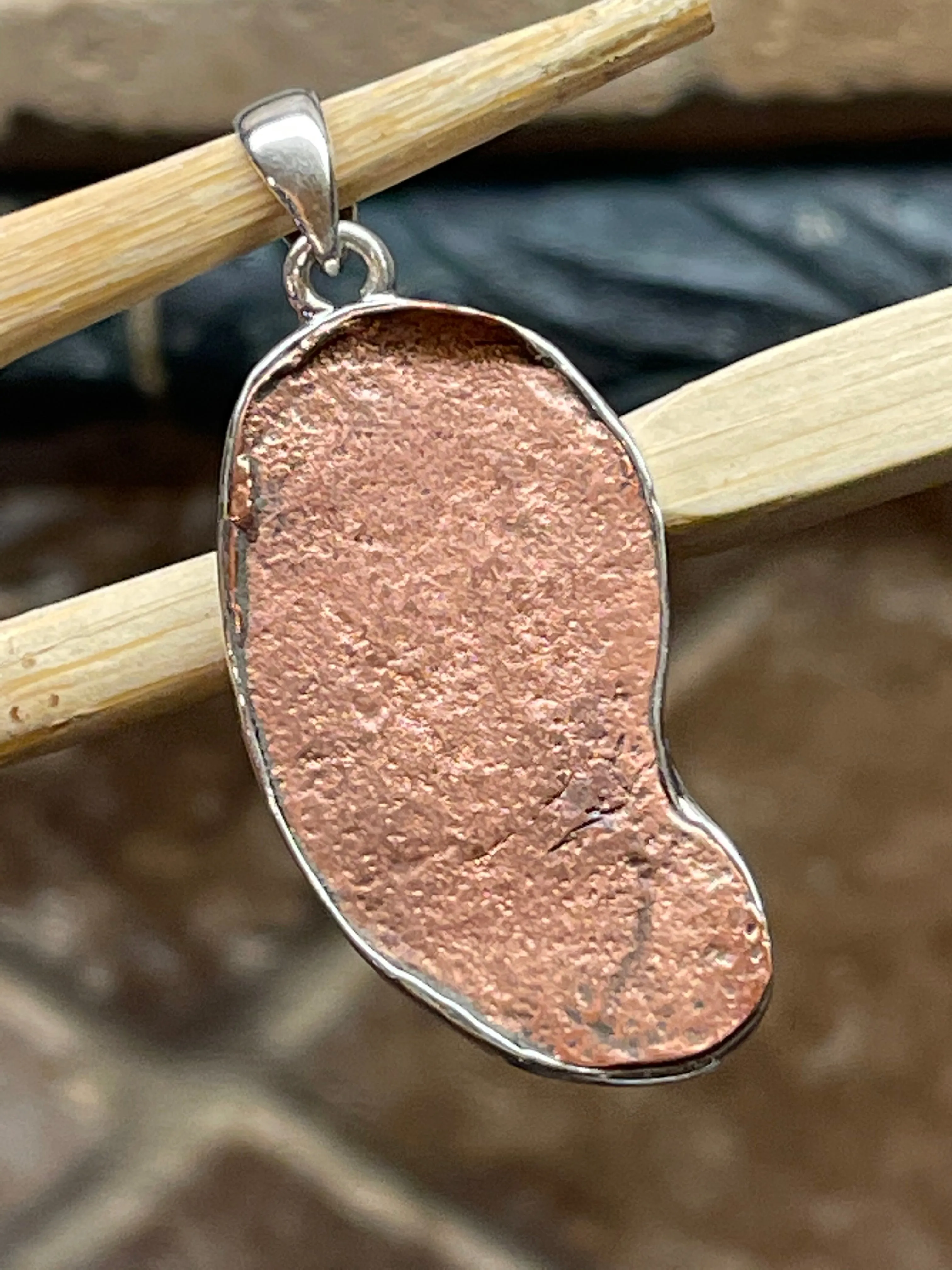 Natural Copper Nugget 925 Solid Sterling Silver Unisex Pendant 45mm