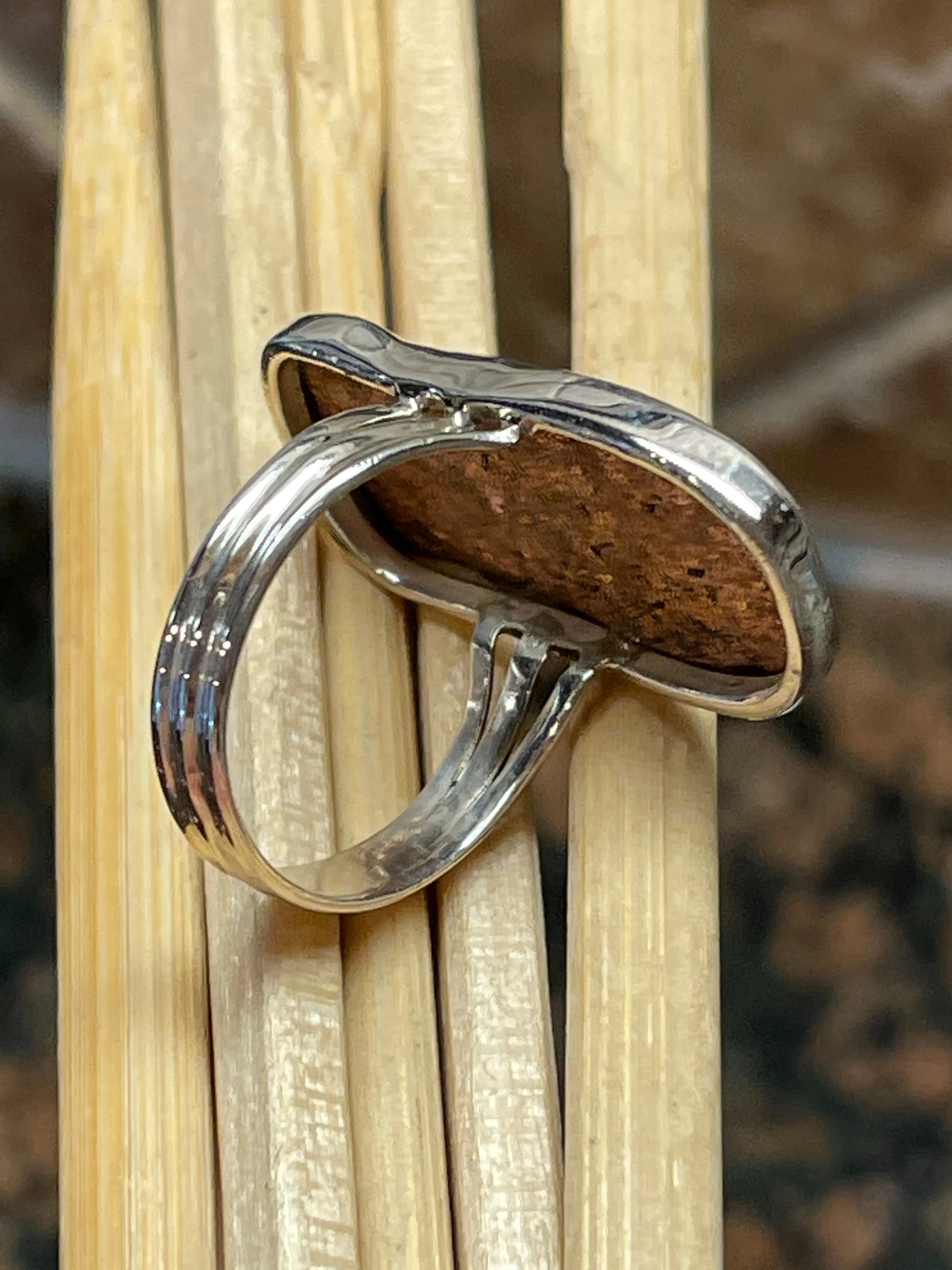 Natural Copper Nugget 925 Solid Sterling Silver Unisex Ring Size 6.5