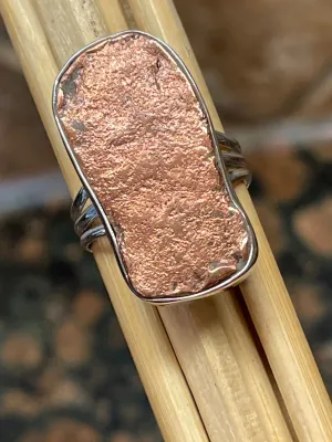 Natural Copper Nugget 925 Solid Sterling Silver Unisex Ring Size 6.5