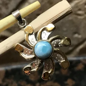 Natural Dominican Larimar 925 Solid Sterling Silver Pendant 35mm