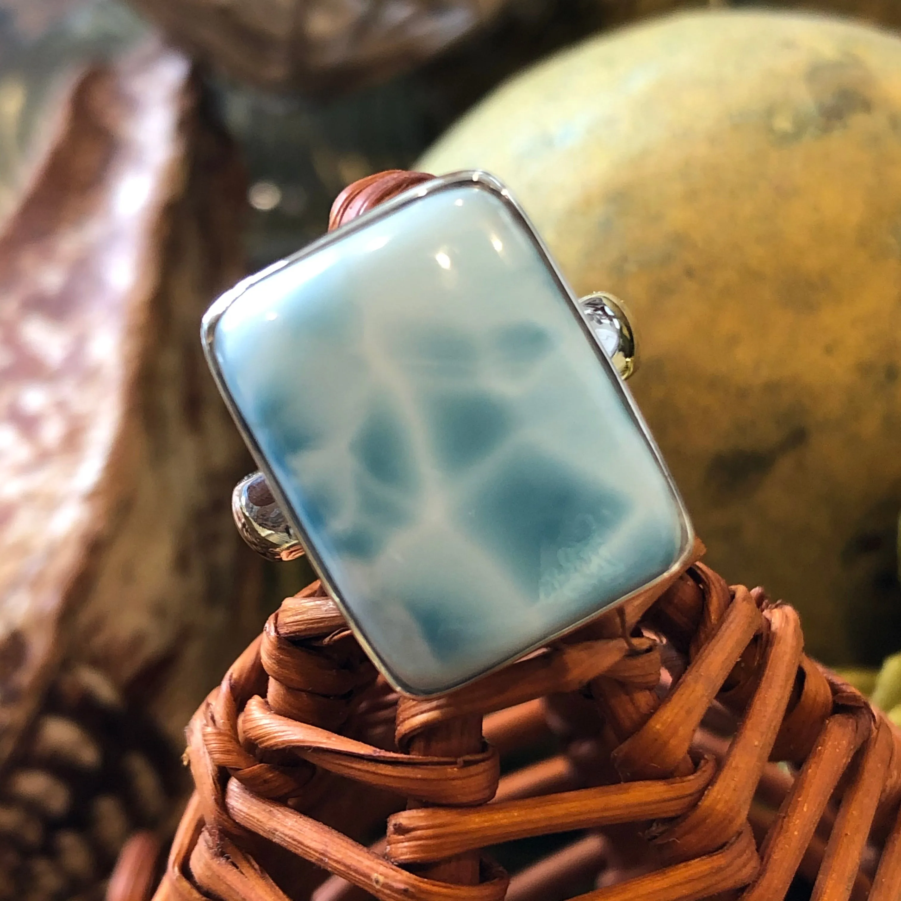 Natural Dominican Larimar Ring Size 6.5
