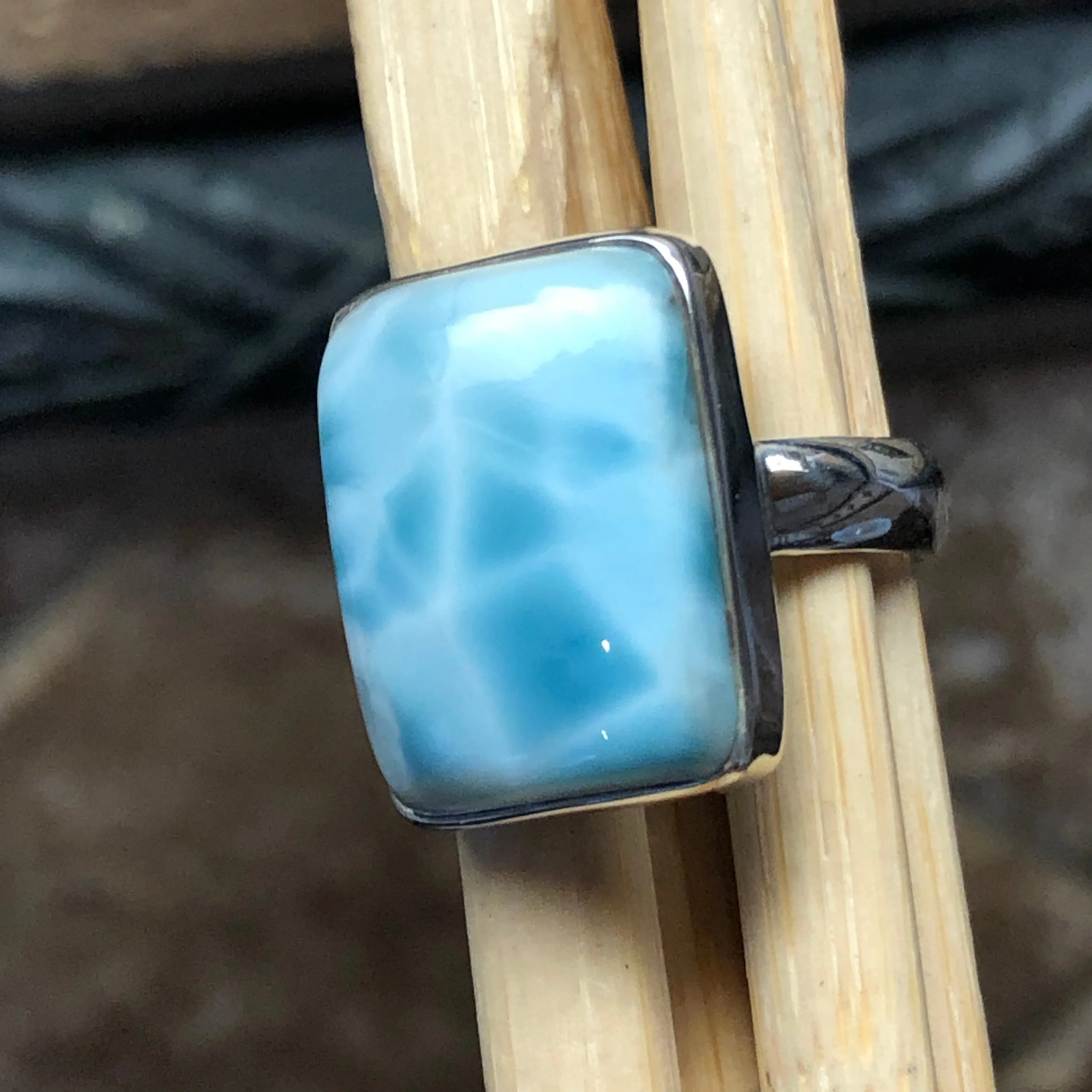 Natural Dominican Larimar Ring Size 6.5