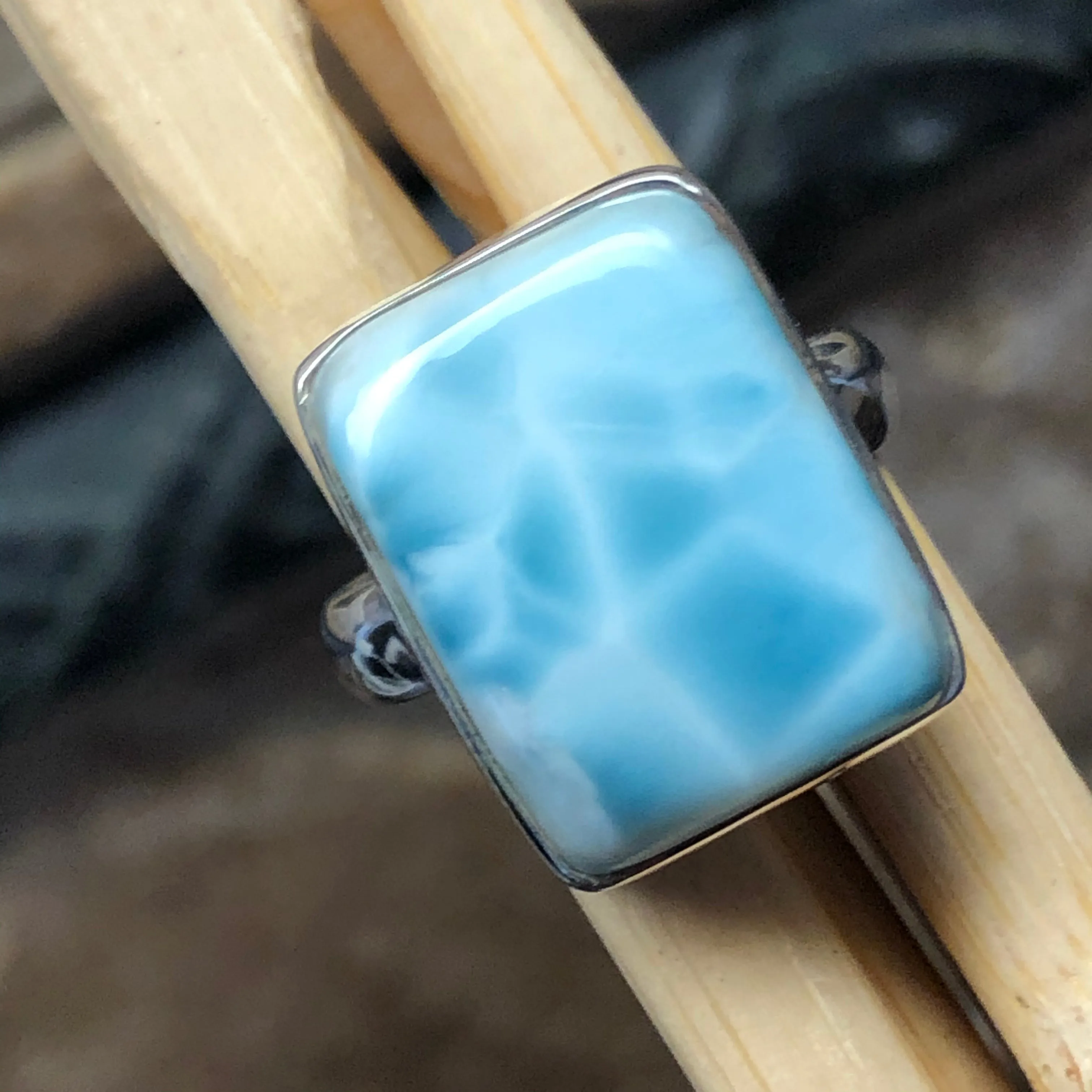 Natural Dominican Larimar Ring Size 6.5