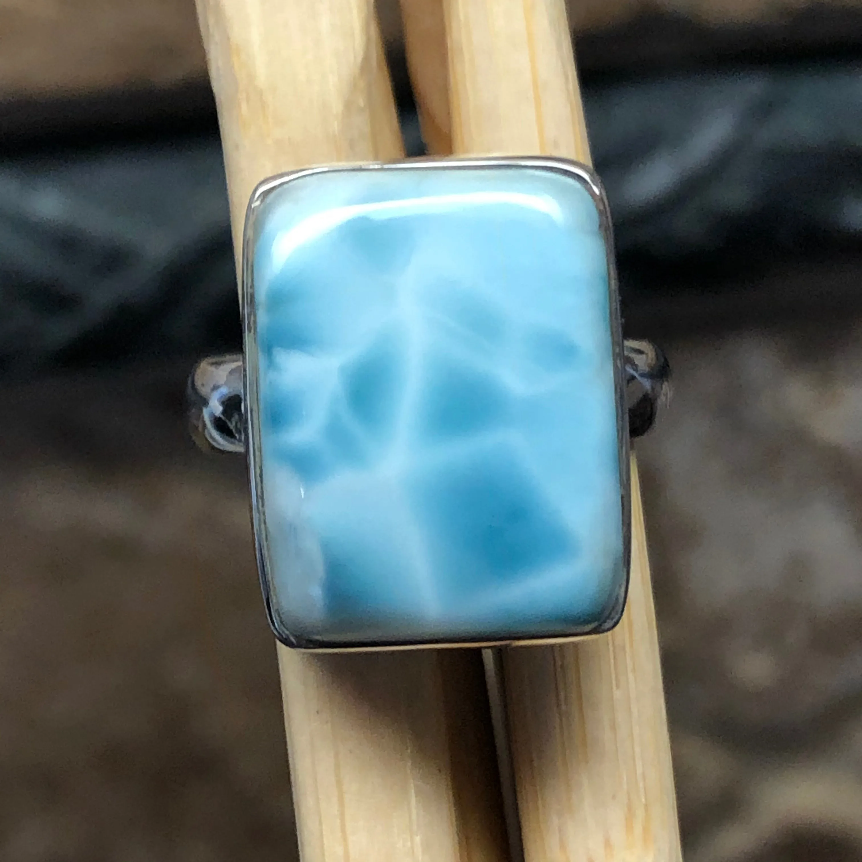 Natural Dominican Larimar Ring Size 6.5