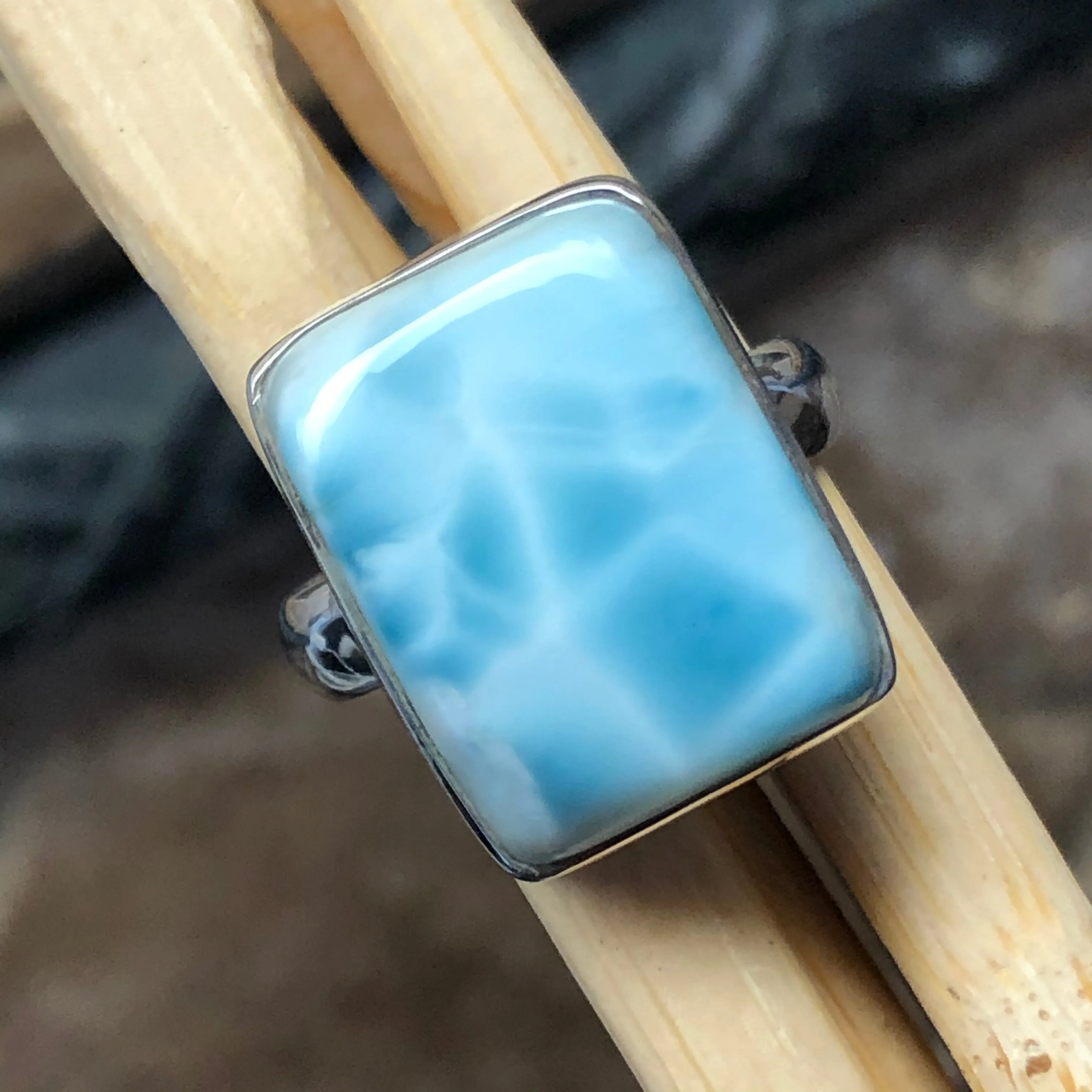 Natural Dominican Larimar Ring Size 6.5