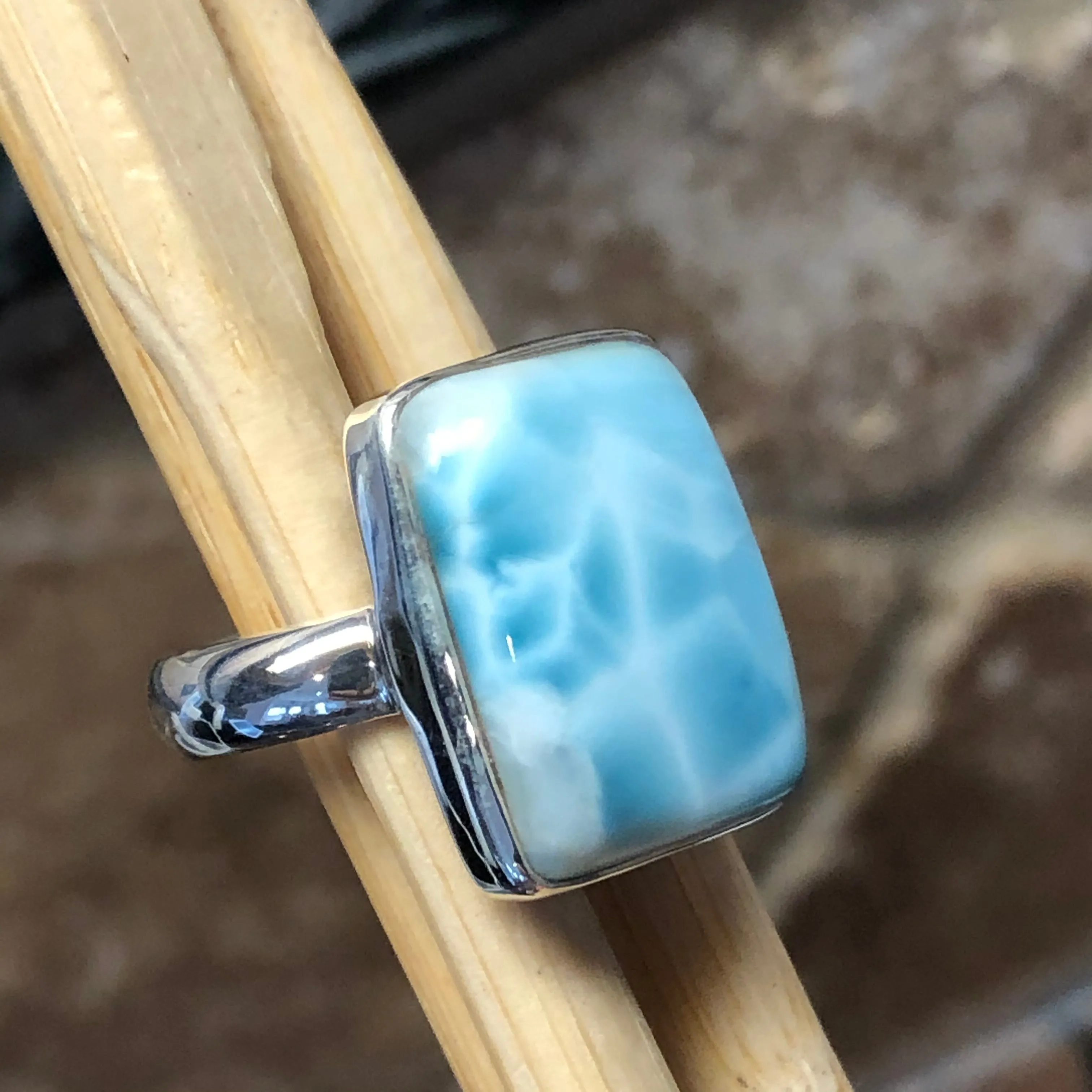 Natural Dominican Larimar Ring Size 6.5