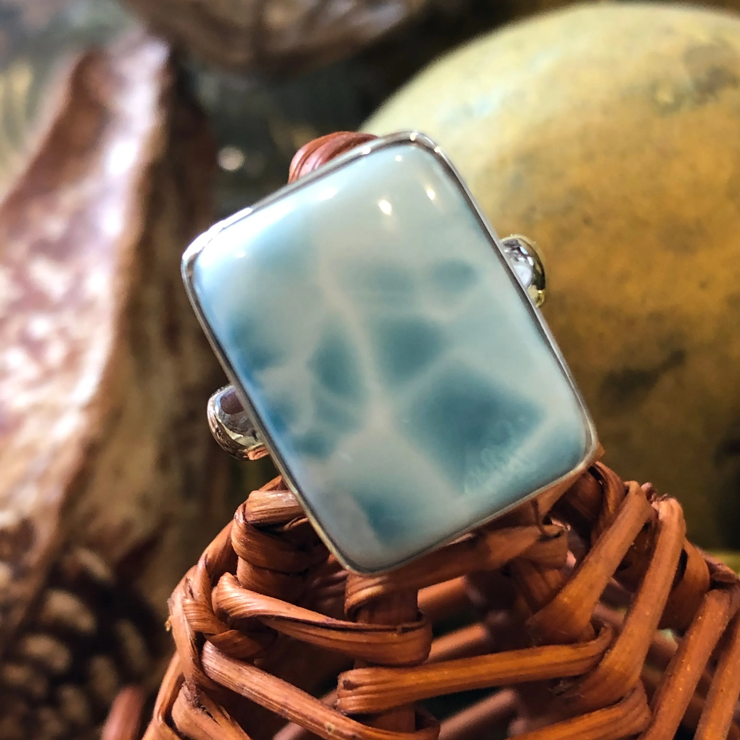 Natural Dominican Larimar Ring Size 6.5