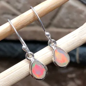 Natural Ethiopian Opal 925 Solid Sterling Silver Earrings 20mm
