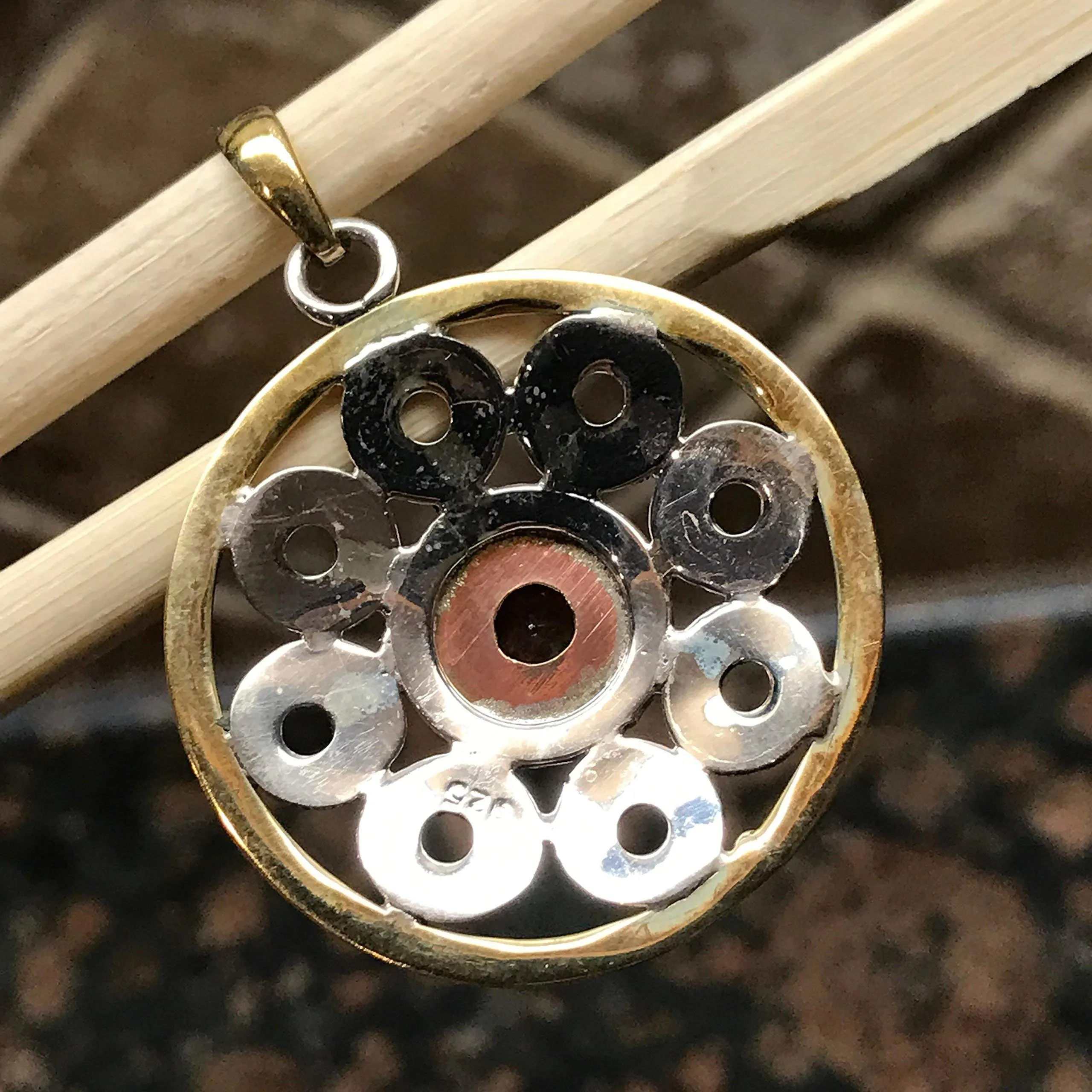 Natural Garnet 925 Solid Sterling Silver Pendant 45mm