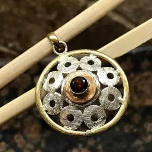 Natural Garnet 925 Solid Sterling Silver Pendant 45mm